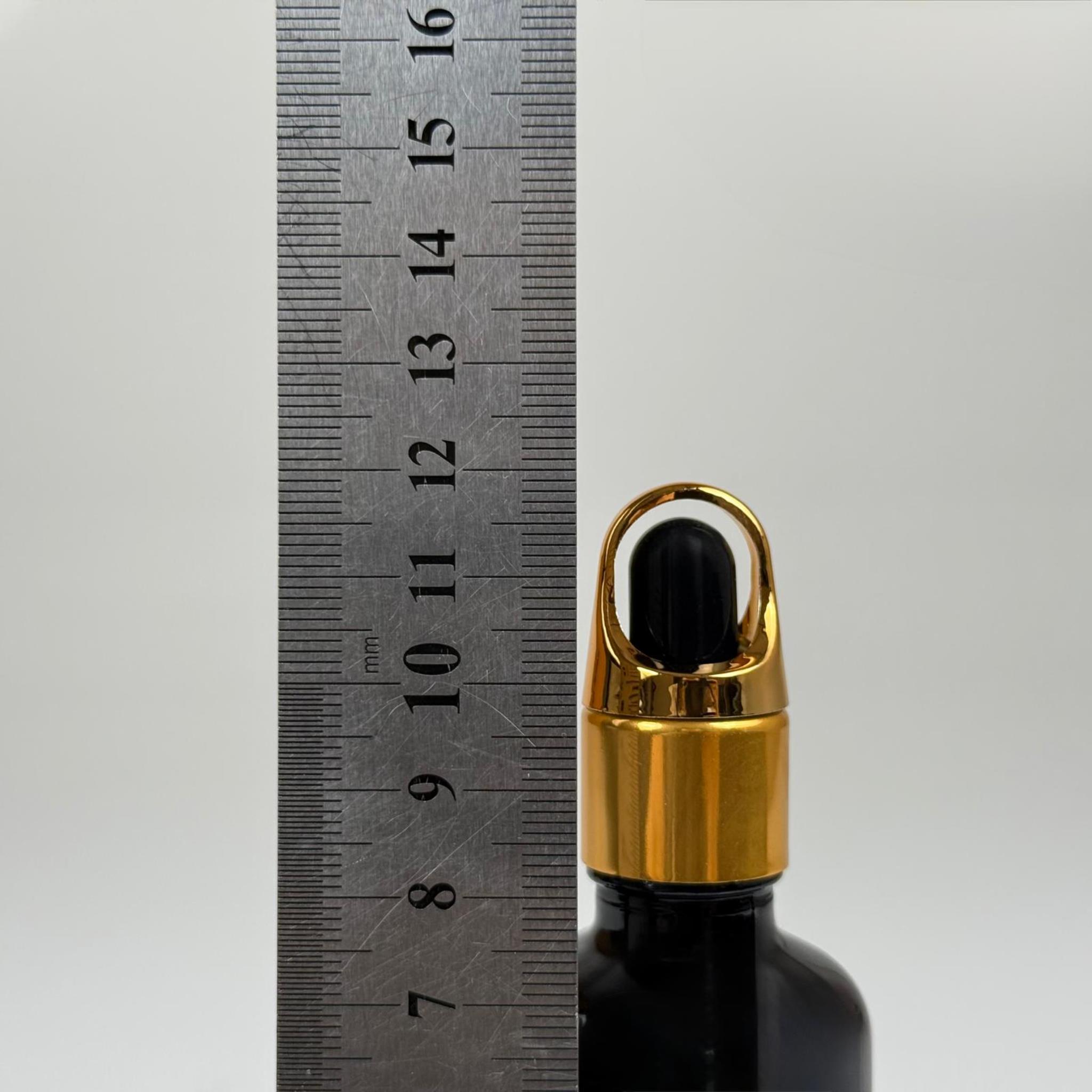 50 CC SİYAH CAM DAMLALIKLI ŞİŞE - SİYAH EMZİK - GOLD FLOWER SEPET MODEL METALİK KAPAK - 50 ML CAM DAMLALIKLI ŞİŞE