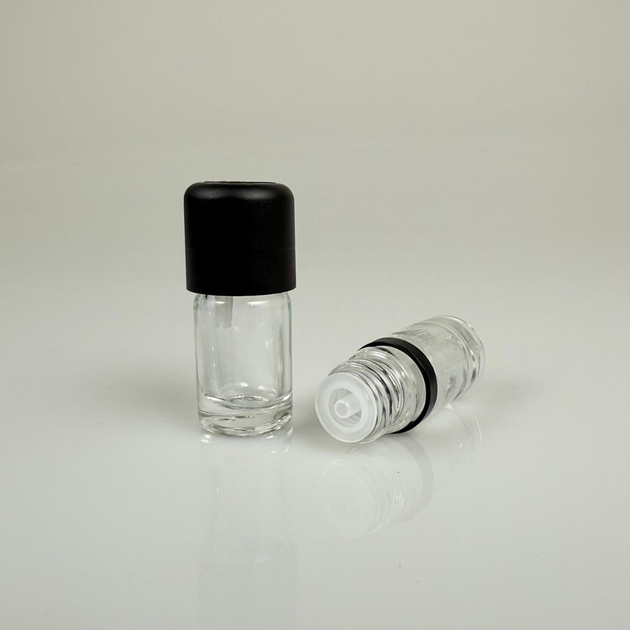 5 CC ŞEFFAF CAM ŞİŞE + İÇTEN DAMLALIKLI ÇOCUK KİLİTLİ SİYAH KAPAK - SAYDAM 5 ML KİLİT KAPAKLI DAMLATMALI ŞİŞE