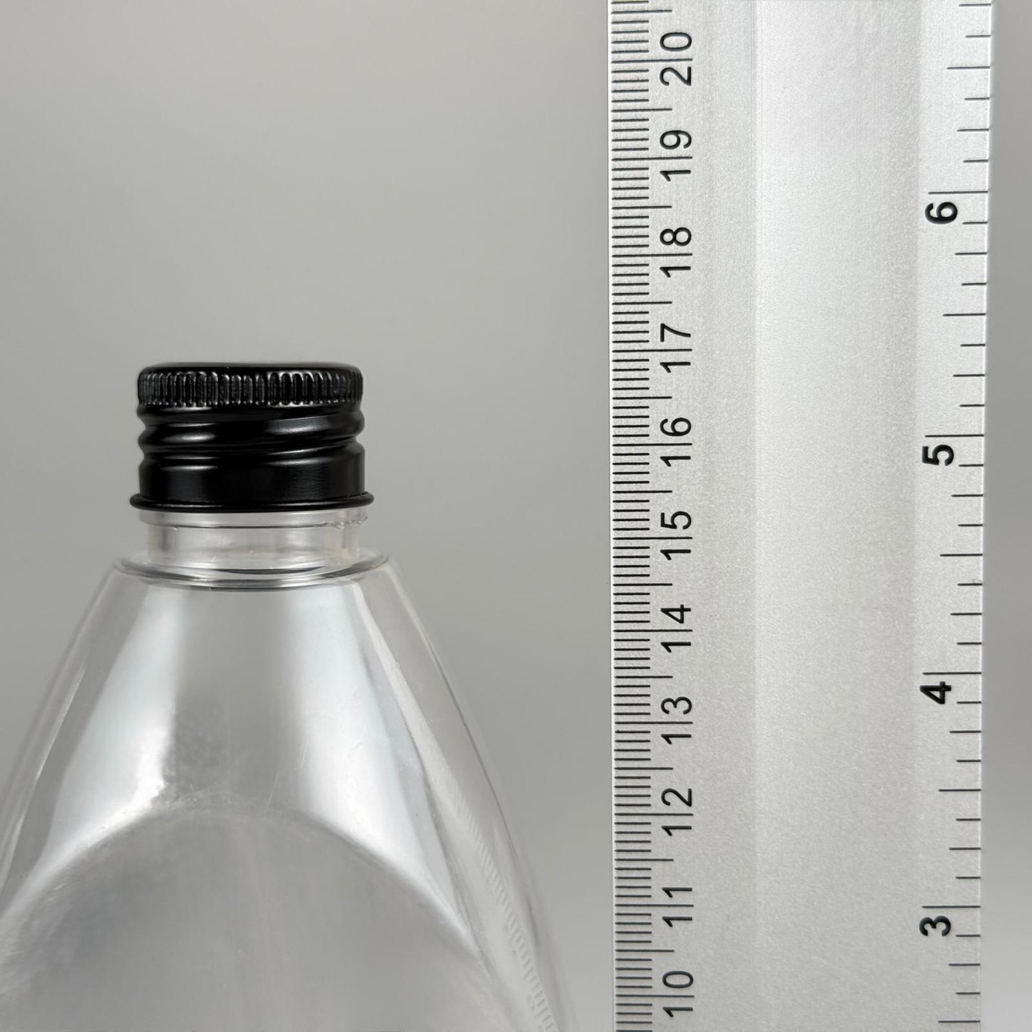 400 CC YASSI PET SIVI SABUN ŞİŞESİ (AĞIZ ÇAPI 24 MM) + KÖPÜK CONTALI SİYAH METAL ALÜMİNYUM KAPAKLI - 400 ML YASSI PET ŞİŞE