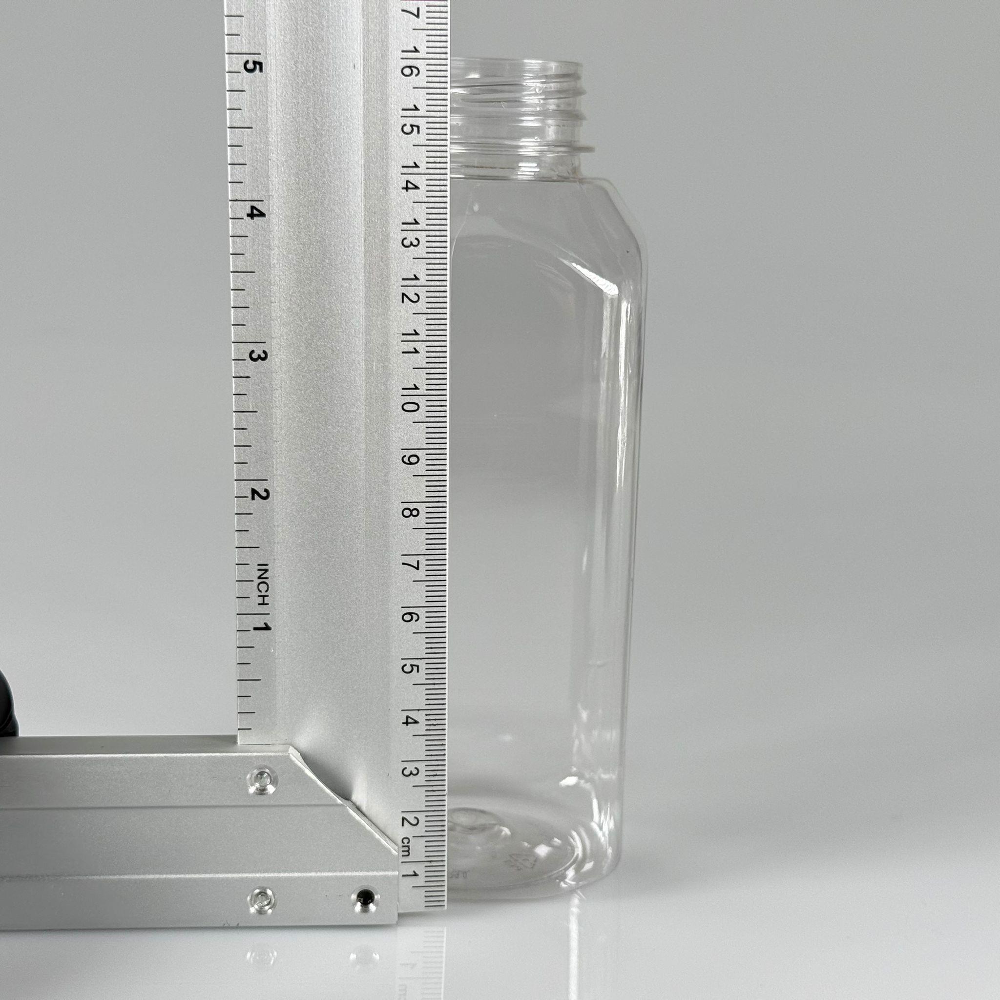 500 CC KÖŞELİ KARE PET ŞİŞE (28 GR) - 38 MM GENİŞ AĞIZLI KAPAKSIZ - 500 ML DETOX, MEYVE SUYU, SMOOTHIE, AYRAN, SÜT, MEŞRUBAT VB İÇİN BOŞ PLASTİK ŞİŞELER