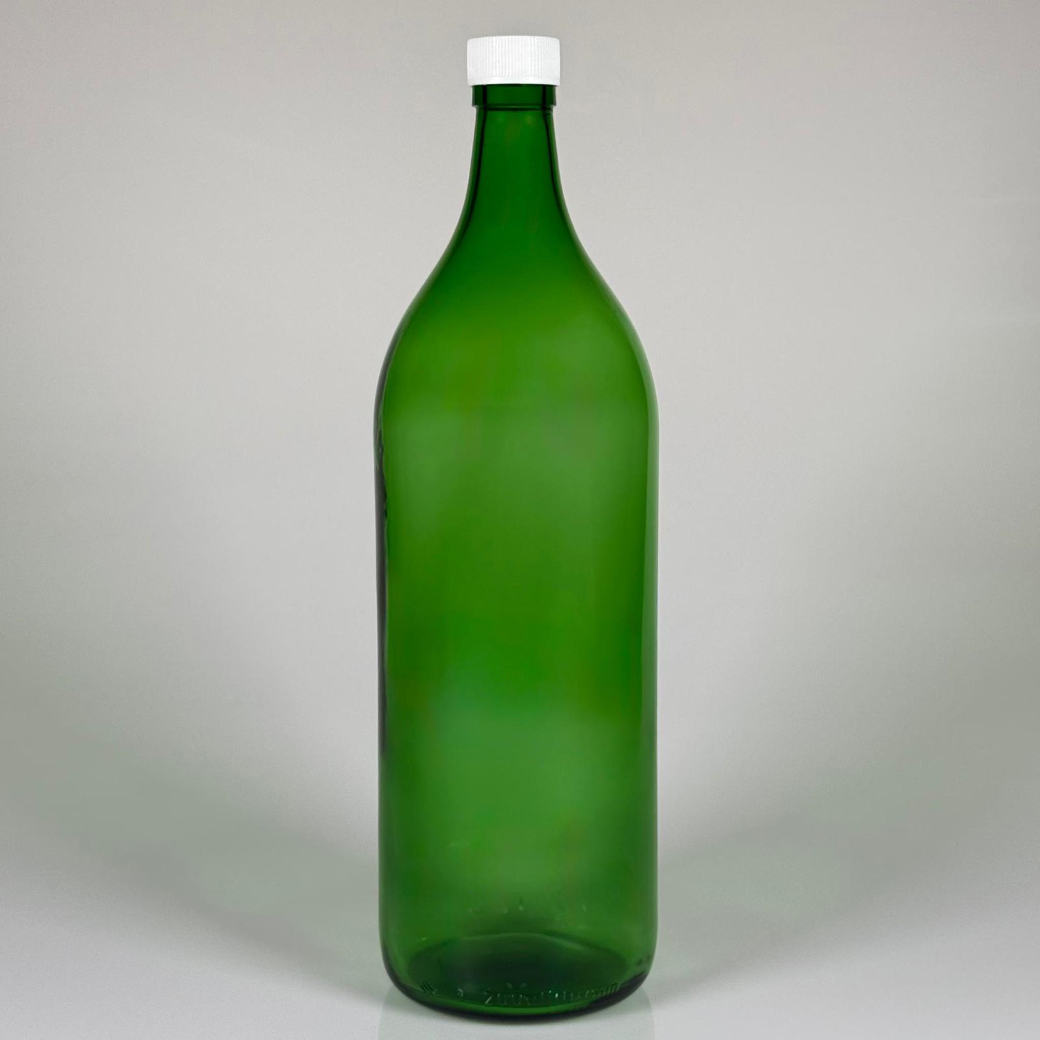 2000 CC YEŞİL CAM ŞİŞE - BEYAZ PLASTİK KAPAKLI - 2 LİTRE YEŞİL CAM ŞİŞE