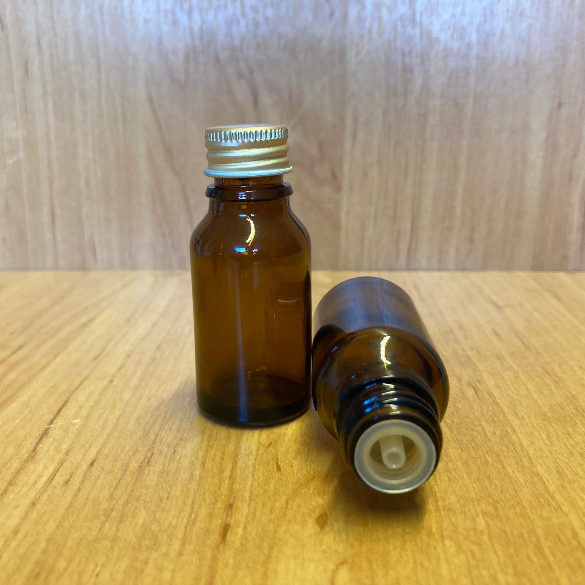 15 CC AMBER İÇTEN DAMLALIKLI - GOLD METAL KAPAKLI CAM ŞİŞE - 15 ML KOLONYA TIPALI CAM ŞİŞE