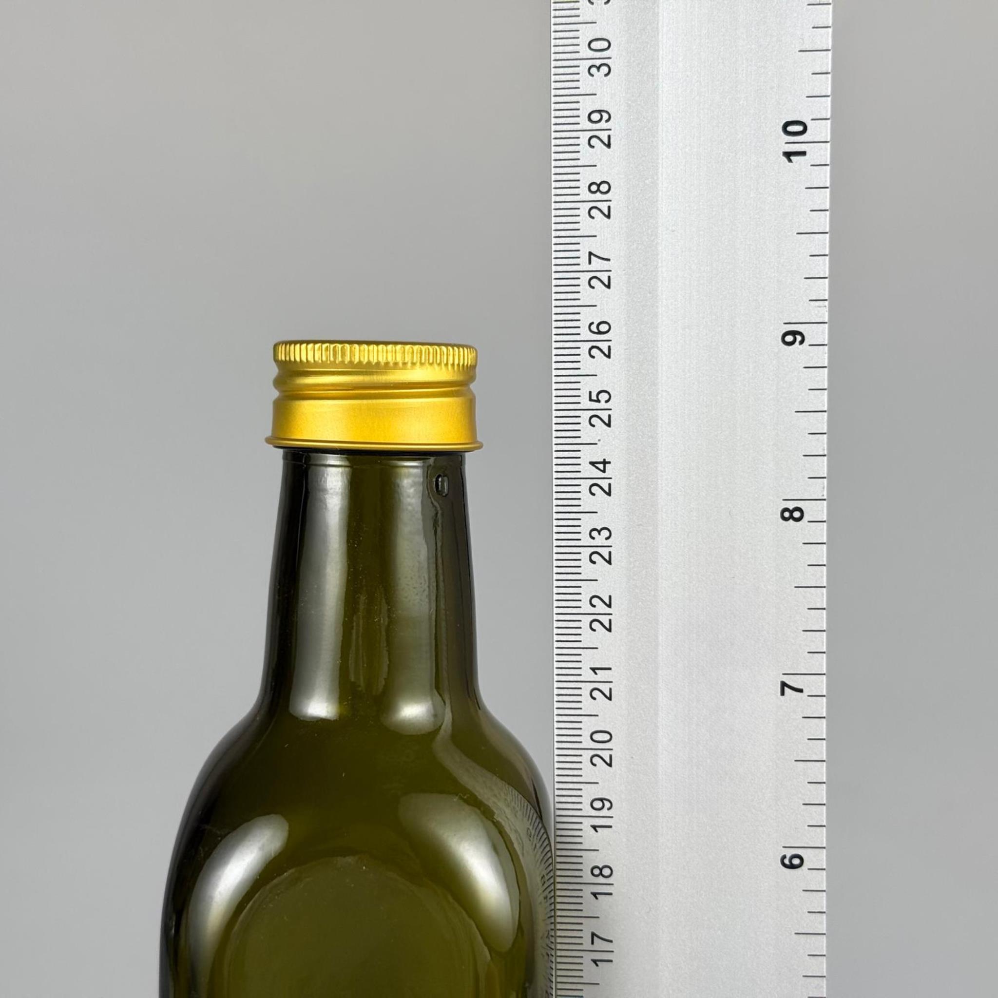 500 CC YEŞİL MARASKA CAM ŞİŞE - GOLD METAL ALÜMİNYUM KAPAKLI - 500 ML KÖŞELİ YAĞ ŞİŞESİ - SİRKE ŞİŞESİ