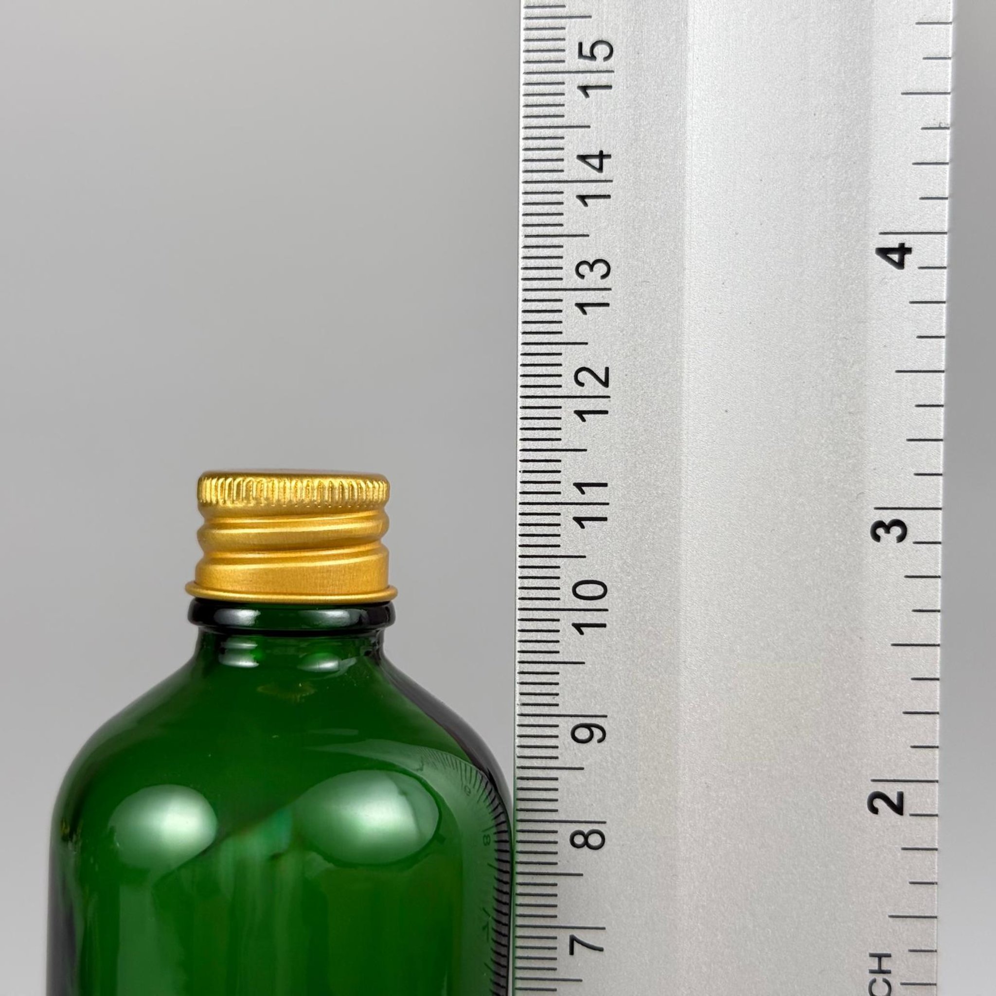 100 CC YEŞİL CAM ŞİŞE + KÖPÜK CONTALI GOLD ALÜMİNYUM METAL KAPAKLI TAKIM - 100 ML YEŞİL CAM ŞİŞE