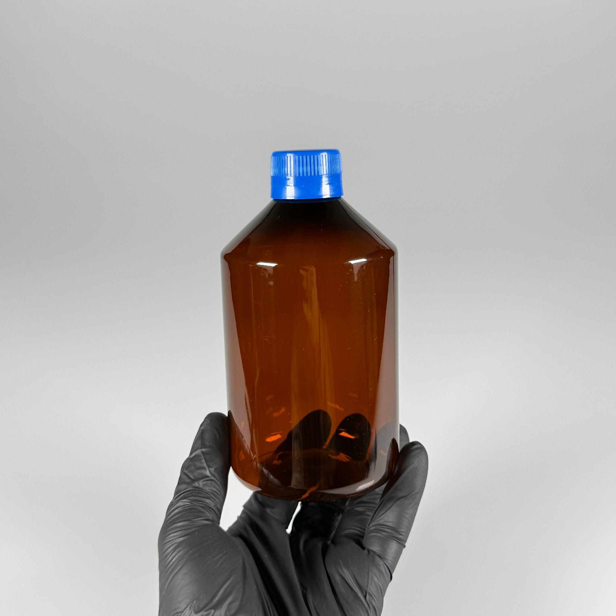 500 CC AMBER SERT PLASTİK ŞİŞE - MAVİ KİLİTLİ KAPAKLI  - 500 ML KAHVERENGİ PET ŞİŞE