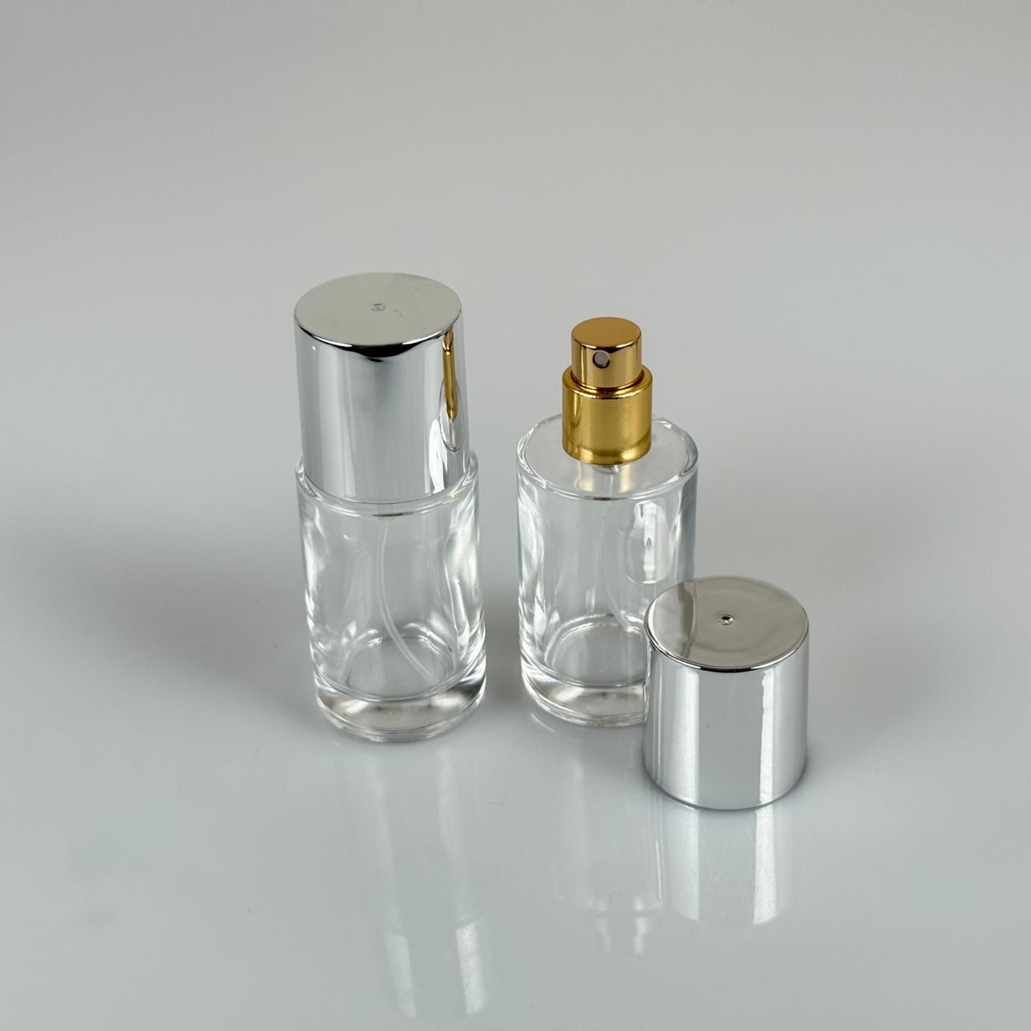 30 ML SİLİNDİR MODEL SAVAGE PARFÜM ŞİŞESİ - GOLD METAL SPREYLİ + GÜMÜŞ GENİŞ KAPAKLI (AĞIZ 15 MM GEÇME KOLAY KAPAMA)