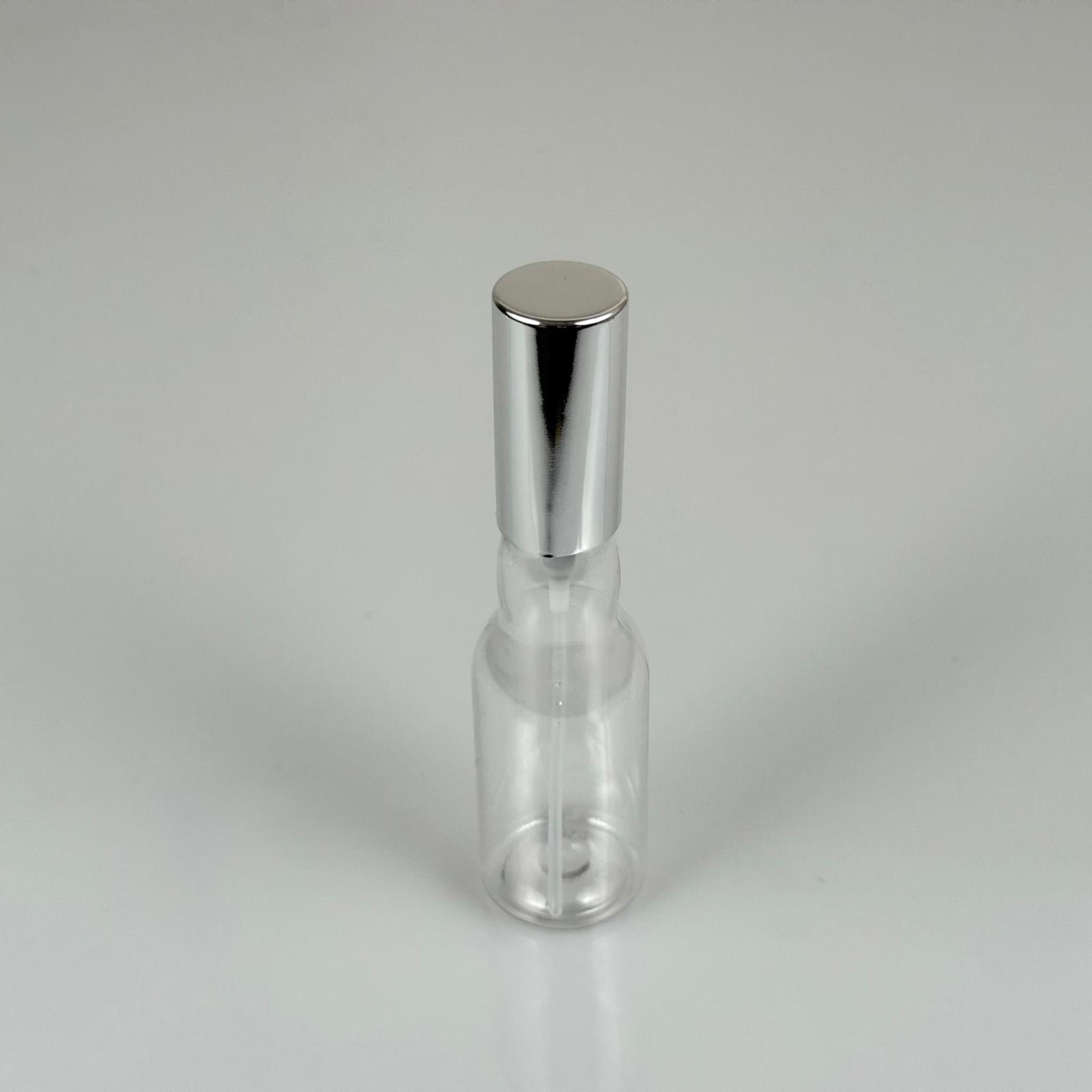40 ML PET KOLONYA, PARFÜM VB ŞİŞELERİ - METAL ALÜMİNYUM GÜMÜŞ KAPAK + VİDALI SPREY + 40 CC BOĞAZLI ŞİŞE SET TAKIM