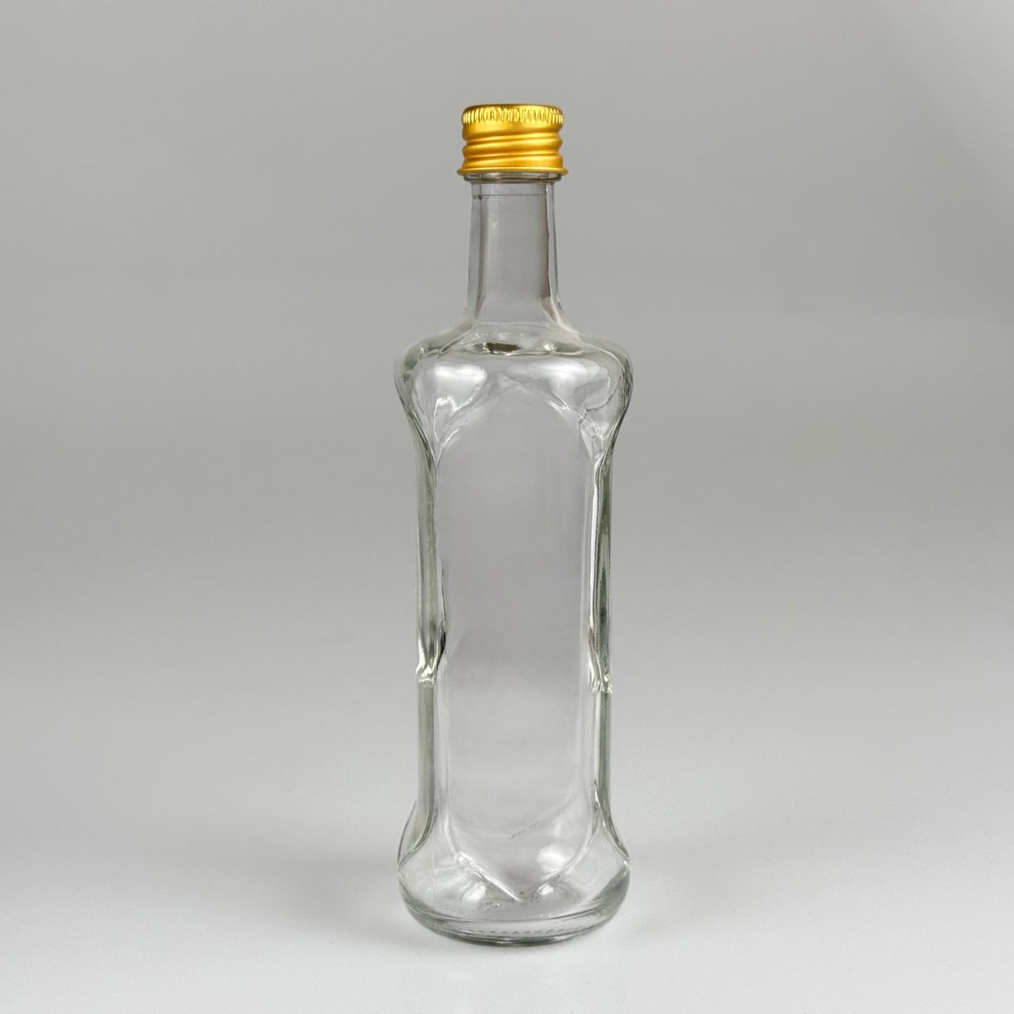100 CC ŞEFFAF CAM DORİKA  ŞİŞE + GOLD ALÜMİNYUM METAL KAPAKLI TAKIM - 100 ML SOS ŞİŞESİ
