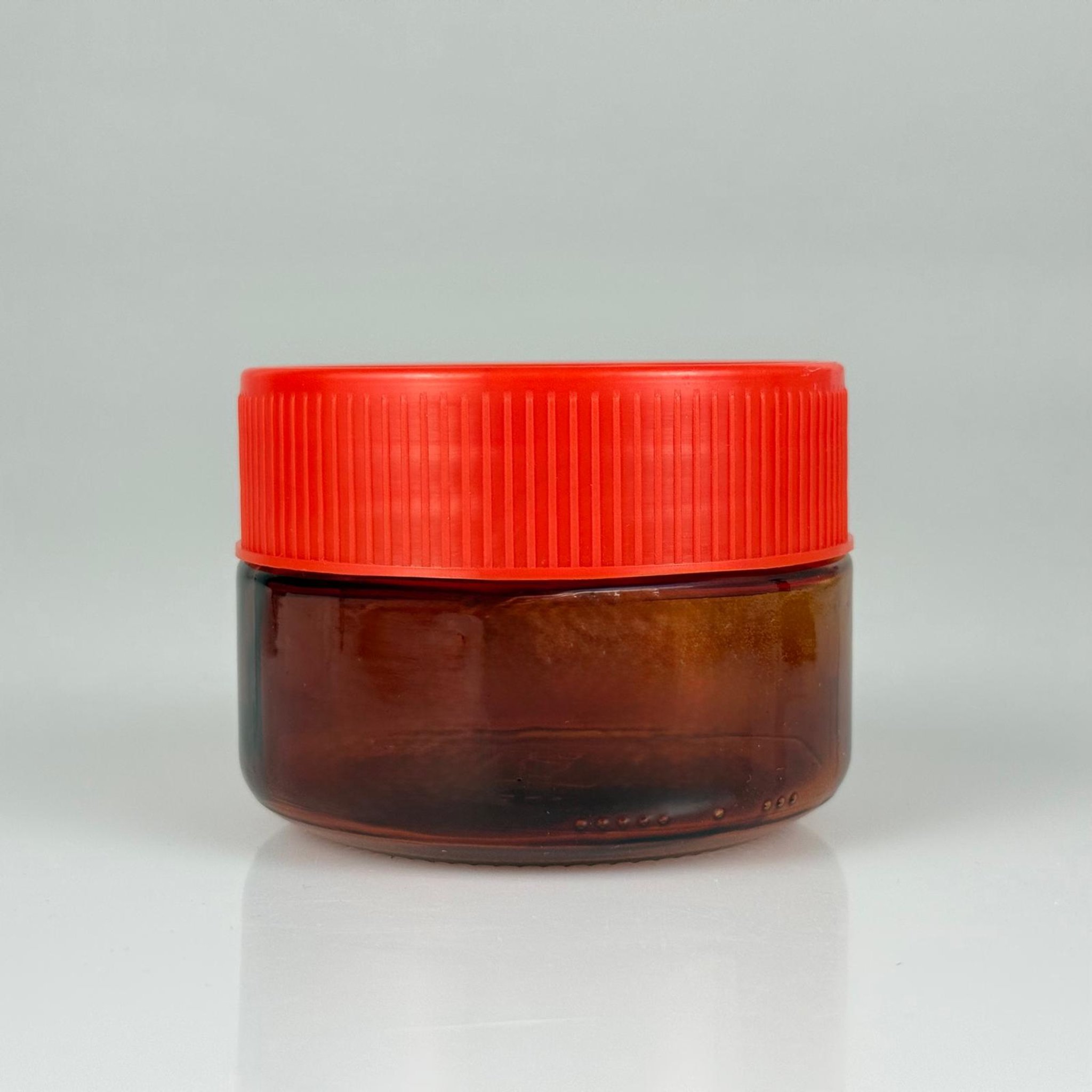 230 CC AMBER CAM KAVANOZ - KIRMIZI PLASTİK KAPAKLI - 230 ML CAM KAVANOZ - MUM KAVANOZU