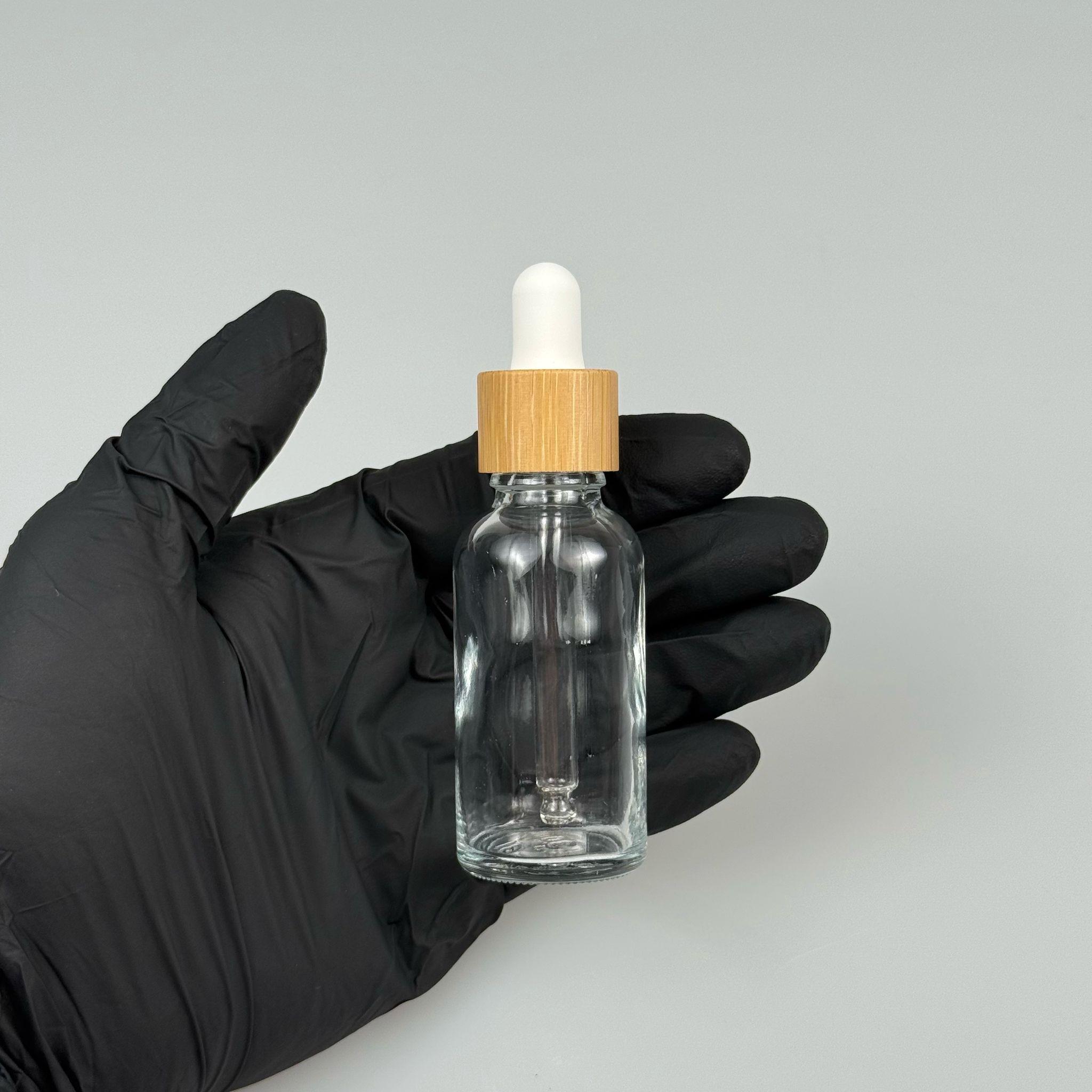 30 CC ŞEFFAF CAM DAMLALIKLI ŞİŞE - BEYAZ EMZİK - BAMBU AHŞAP KAPAK - 30 ML BAMBU KAPAKLI CAM DAMLALIKLI ŞİŞE