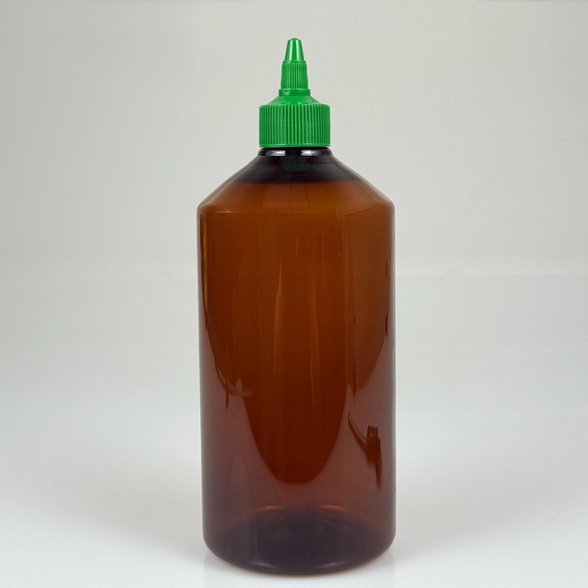 ZEYTİNYAĞI, SOS, ACI SOS, SİRKE, SRIRACHA VB BOŞ ŞİŞELERİ - YEŞİL SİVRİ TWİST AKITICI KAPAK + 1000 ML AMBER KAHVERENGİ PET PLASTİK ŞİŞE TAKIM
