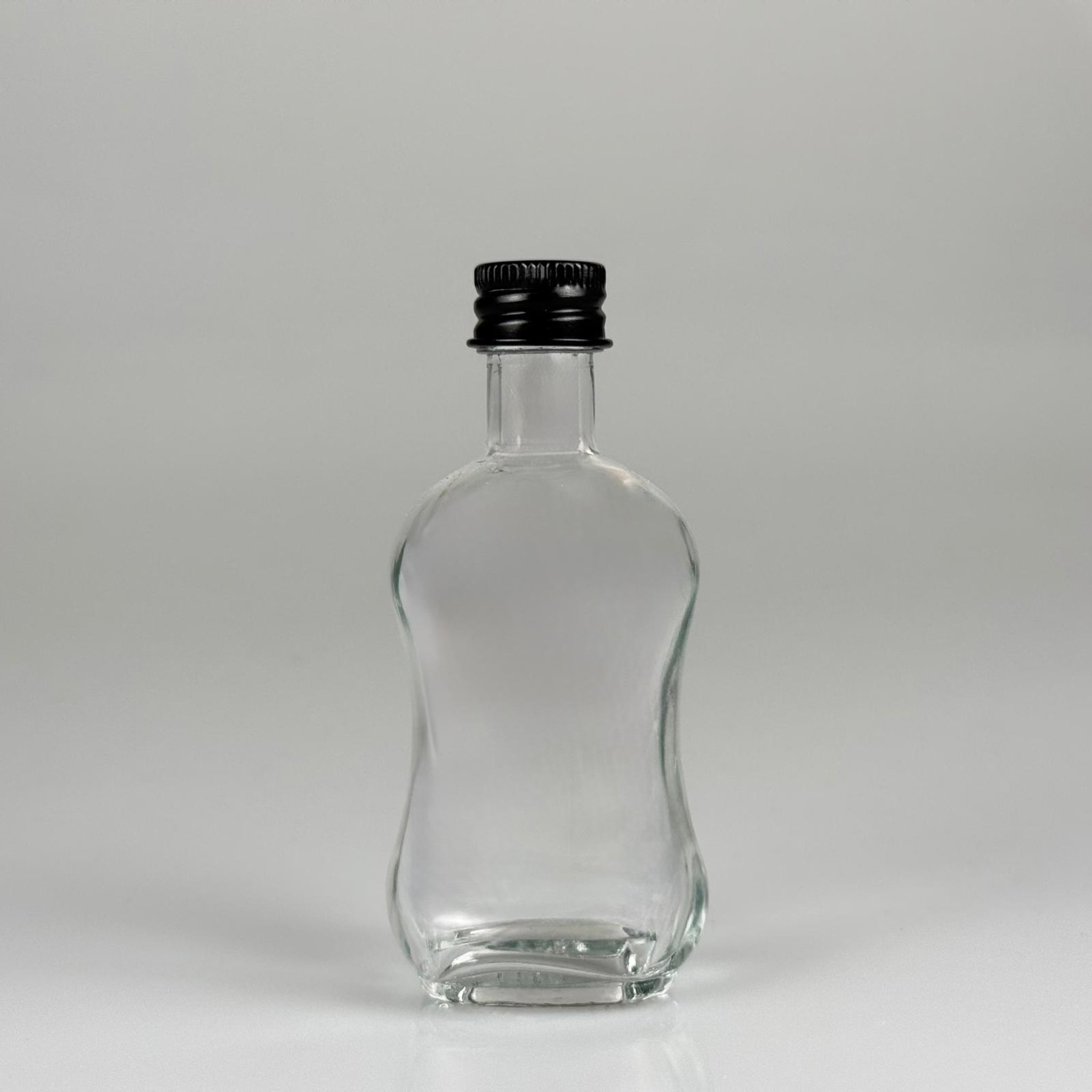50 CC BOĞAZLI İNCE BELLİ CAM ŞİŞE + SİYAH ALÜMİNYUM METAL KAPAKLI TAKIM - 50 ML PRESTİJLİ ŞİŞE