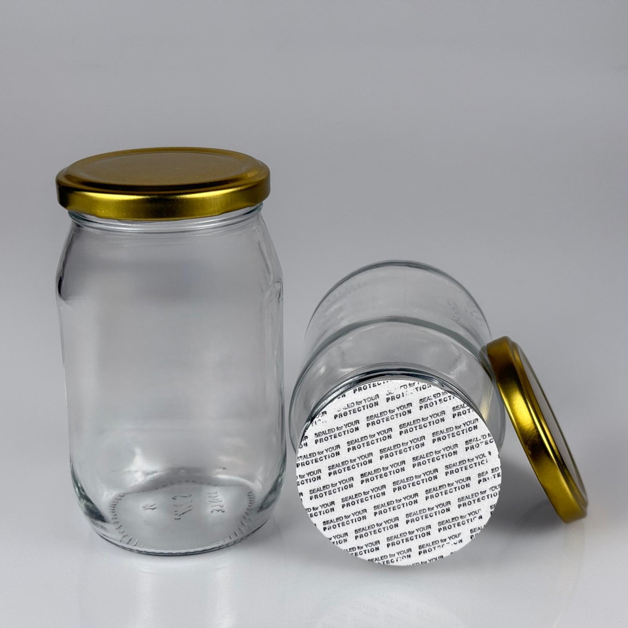 370 CC STANDART KAVANOZ + GOLD METAL KAPAKLI + KENDİNDEN YAPIŞKANLI KÖPÜK CONTALI TAKIM - 370 ML CAM KAVANOZ