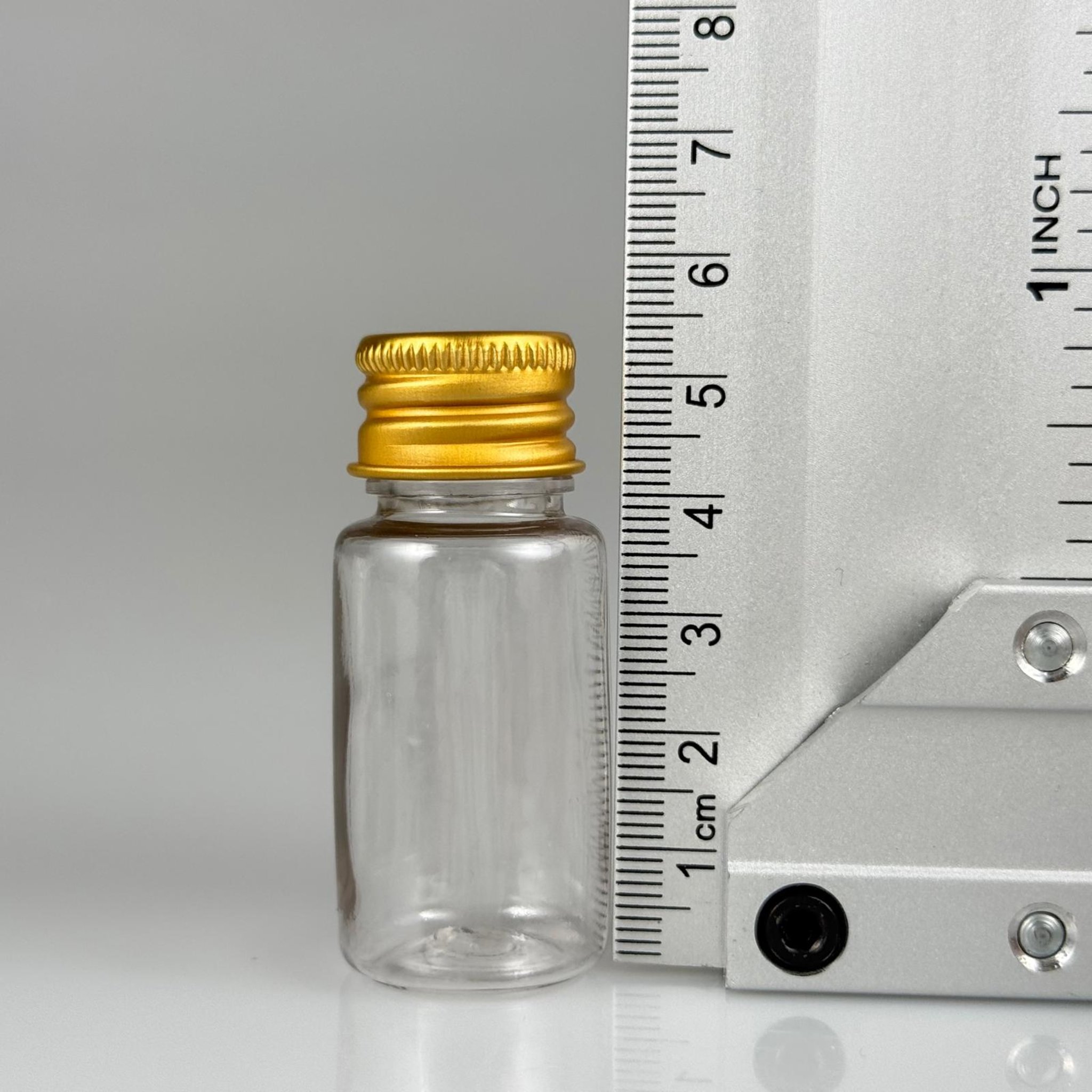 10 CC ŞEFFAF PET SHOT ŞİŞE - KÖPÜK CONTALI GOLD ALÜMİNYUM METAL KAPAKLI + DAMLALIKLI KOLONYA TIPALI TAKIM - 10 ML PLASTİK ŞİŞE