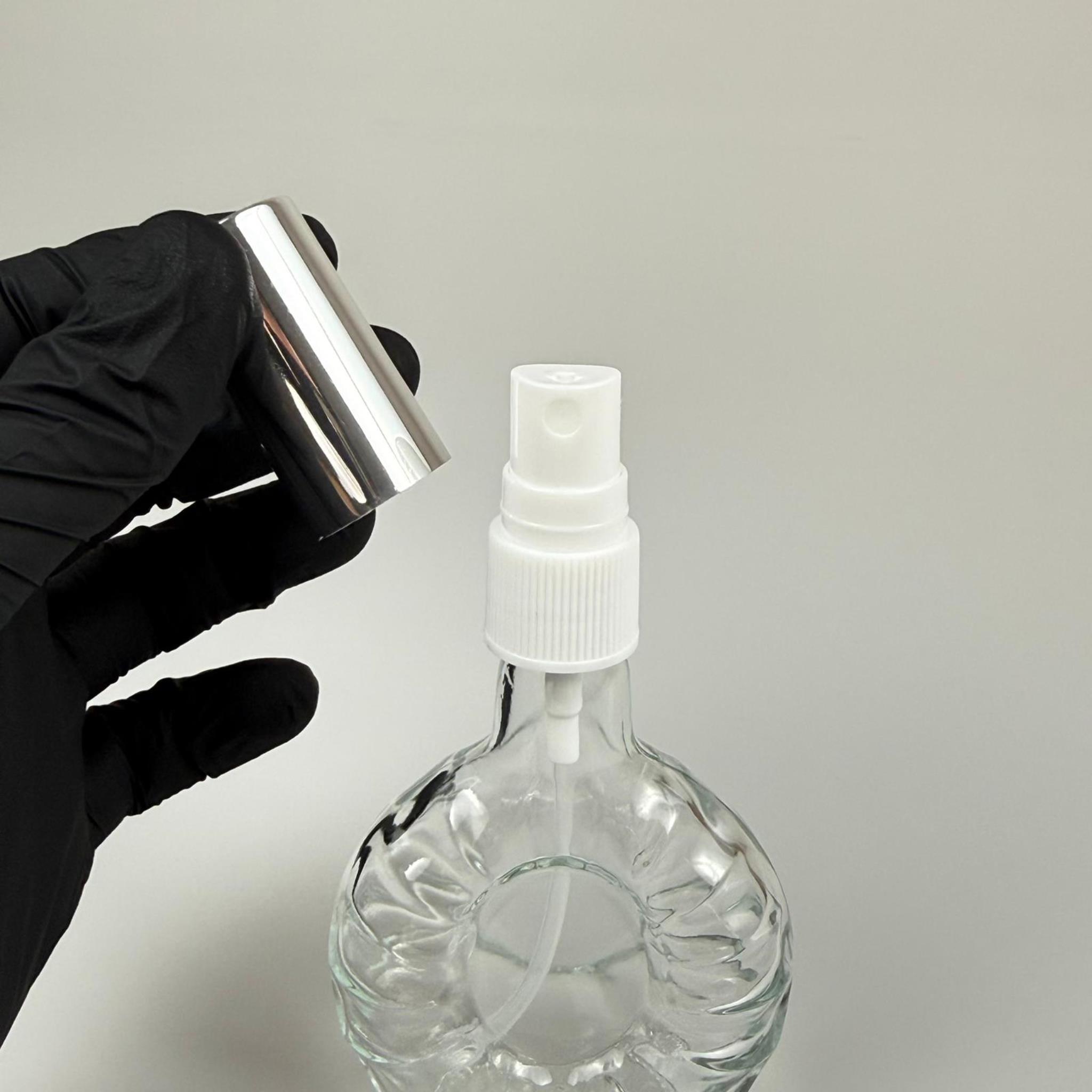 50 CC BOĞAZLI YASSI CAM ŞİŞE - VİDALI GÜMÜŞ SPREYLİ PARFÜM KOLONYA ŞİŞESİ TAKIM - 50 ML PRESTİJLİ ŞİŞE