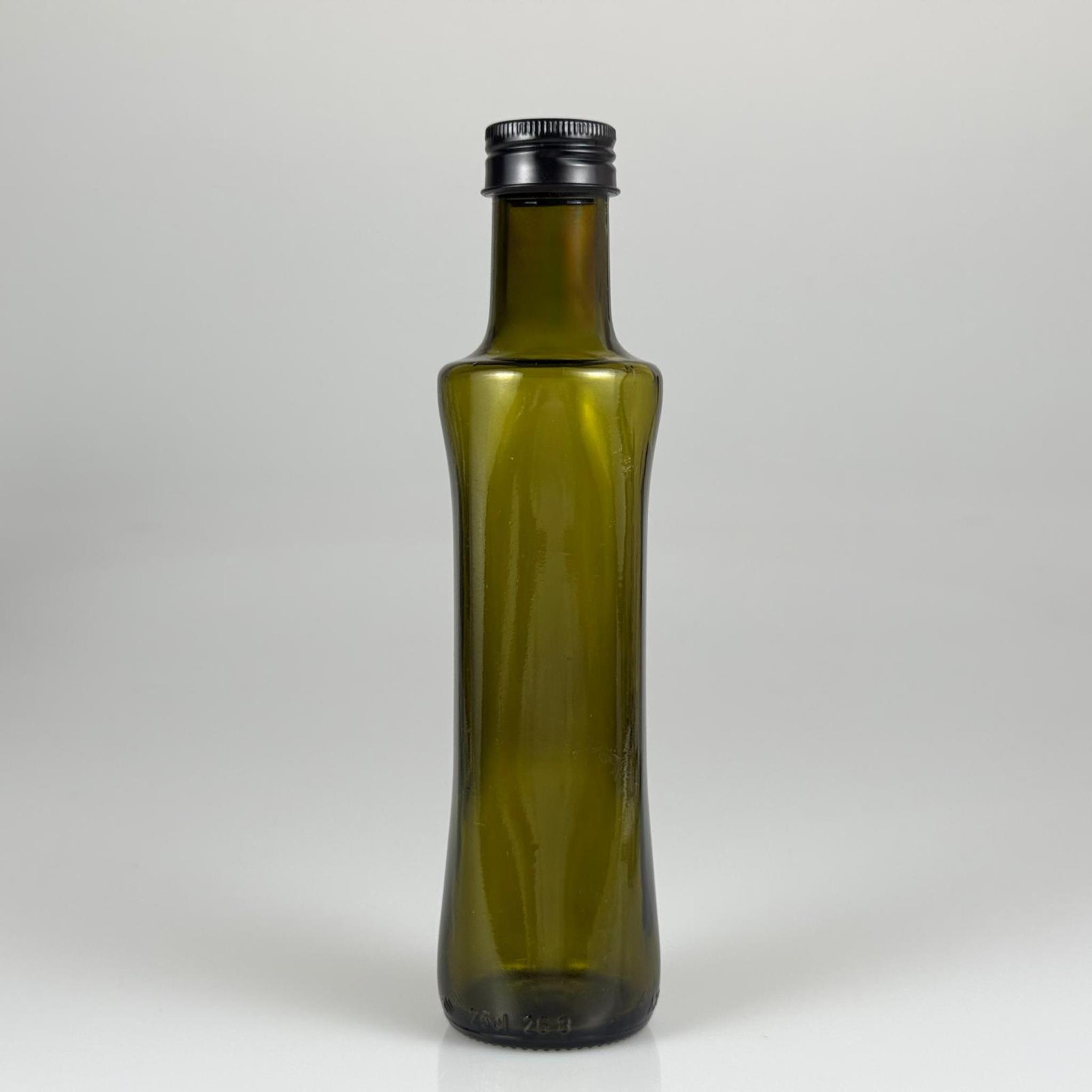 250 CC YEŞİL GEOLİVE CAM ŞİŞE - SİYAH ALÜMİNYUM KAPAKLI - 250 ML OVAL ŞİŞE - GEOLİVE ŞİŞE 250 ML - zeytinyağı için renkli cam şişeleri