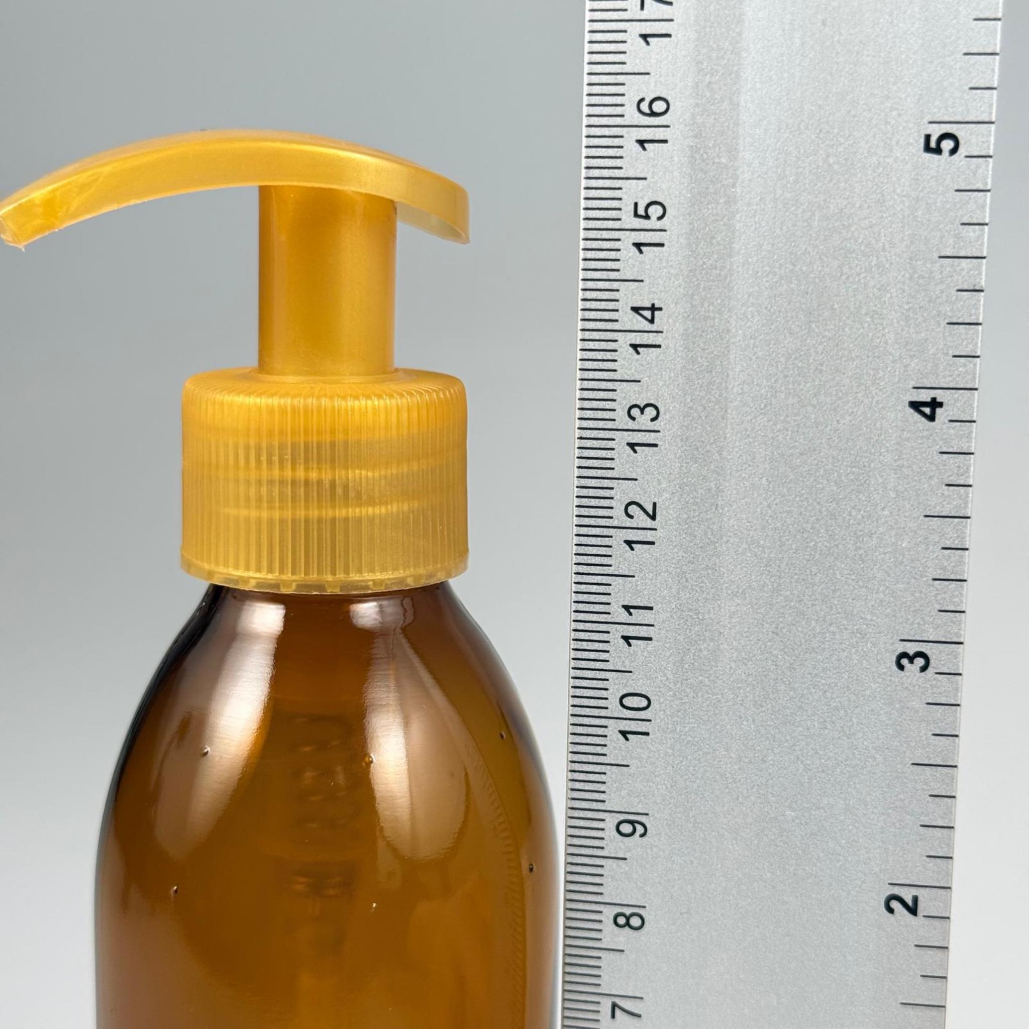 160 CC AMBER CAM ŞİŞE  - GOLD PLASTİK SIVI SABUN POMPALI TAKIM - 160 ML CAM SIVI LOSYON, YAĞ ŞİŞELERİ