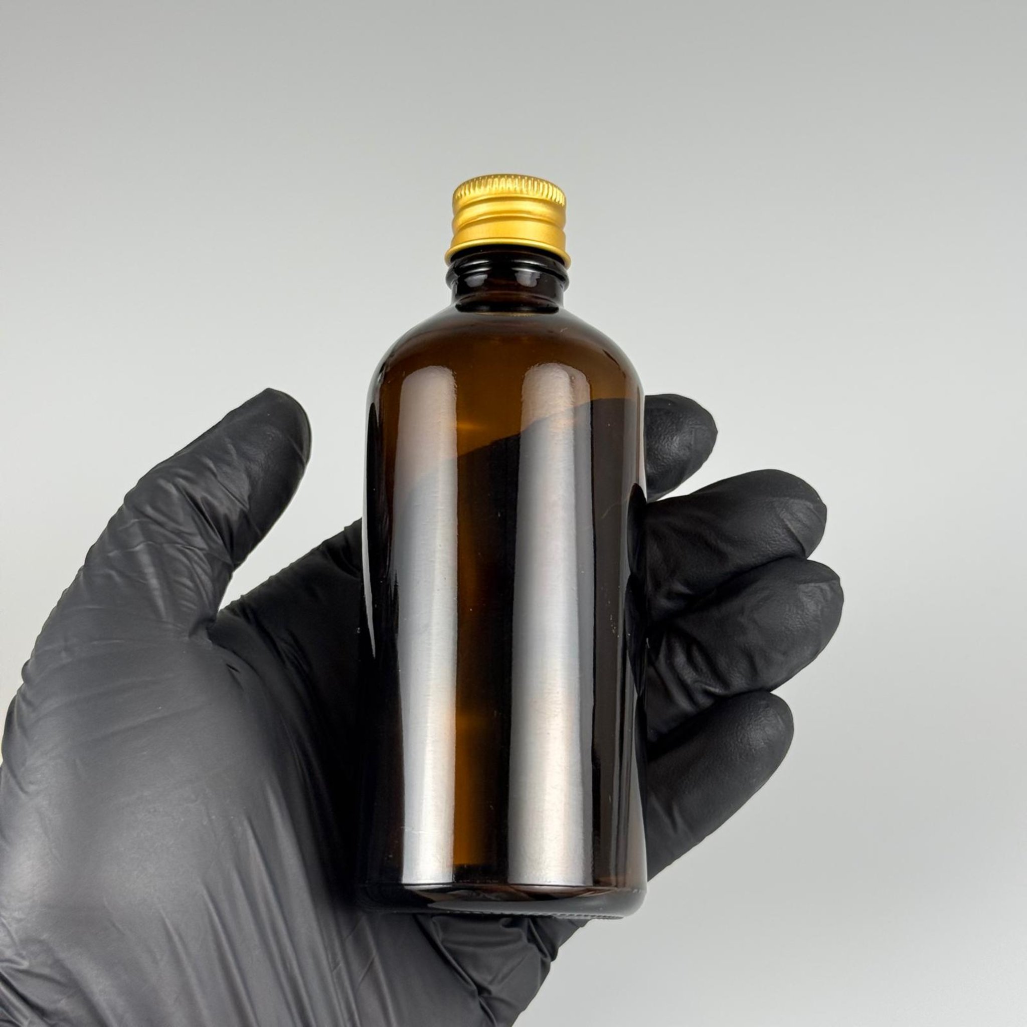 100 CC AMBER CAM ŞİŞE + KÖPÜK CONTALI GOLD ALÜMİNYUM METAL KAPAKLI + DAMLALIKLI KOLONYA TIPALI TAKIM - 100 ML KAHVERENGİ CAM ŞİŞE