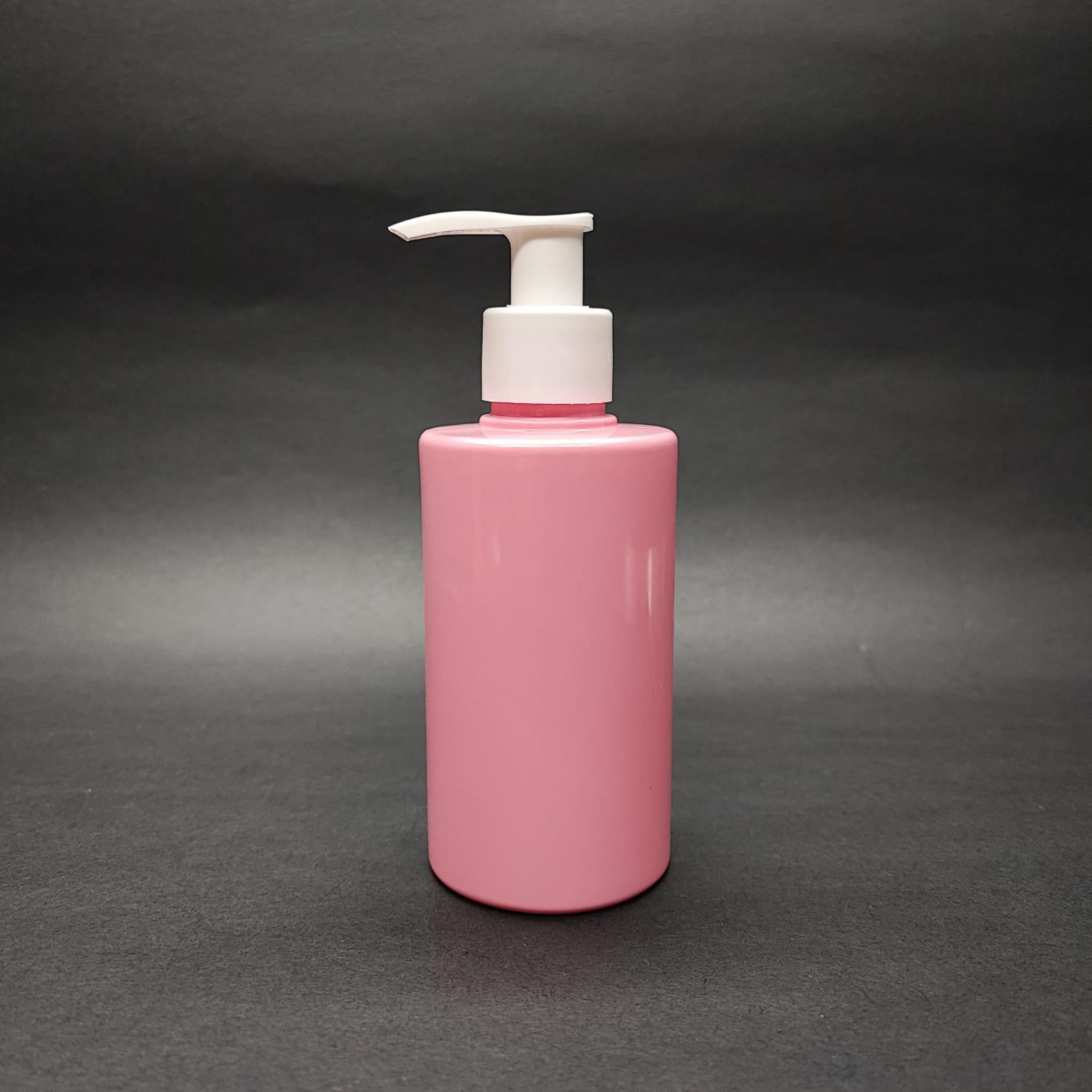 200 CC KÜT BOYUNLU SİLİNDİR PET ŞİŞE (24 GR) - BEYAZ SIVI SABUN POMPALI - 200 ML PLASTİK ŞİŞE - PEMBE