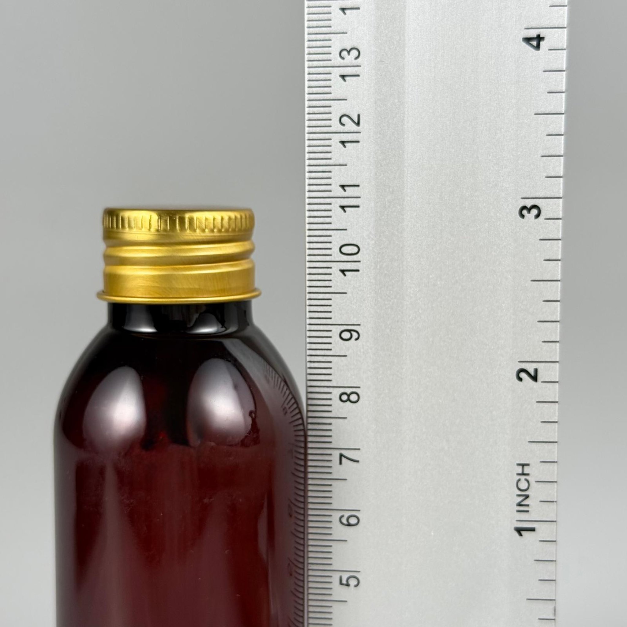 100 CC AMBER SERT MODEL PET ŞİŞE (24 AĞIZ) + KÖPÜK CONTALI GOLD METAL ALÜMİNYUM KAPAK TAKIM - 100 ML KAPAKLI KAHVERENGİ KALIN PET ŞİŞELER