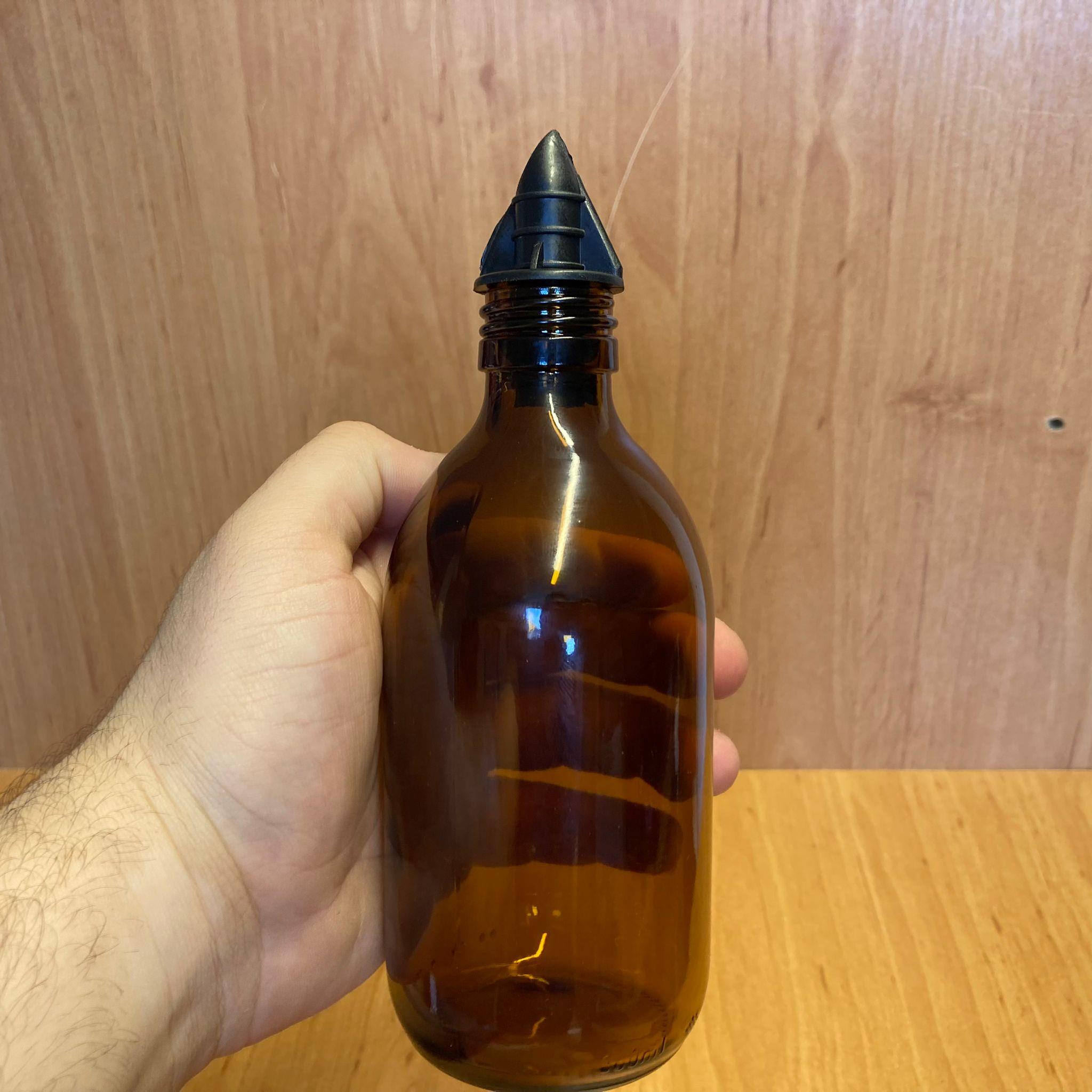 300 CC AMBER YAĞDANLIK ŞİŞESİ - 300 ML CAM YAĞLIK SİRKELİK ŞİŞE - SİYAH AKITICILI