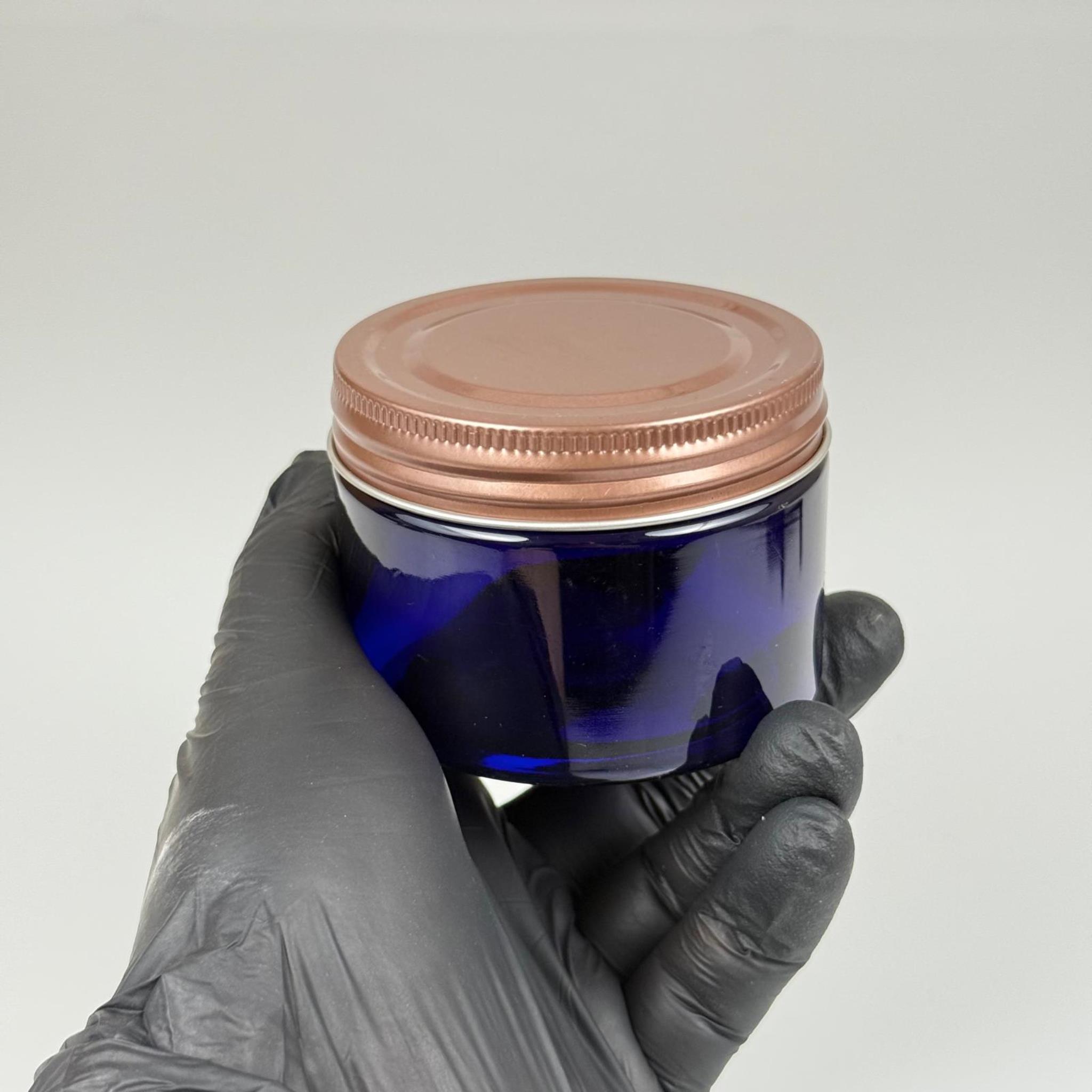 150 ML SERT PET KAVANOZ + BRONZ METAL KAPAK + İÇ TIPA - 150 CC KALIN MAVİ PLASTİK KAVANOZ BRONZ METAL KAPAKLI İÇ TIPALI TAKIM - KREM KAVANOZLARI