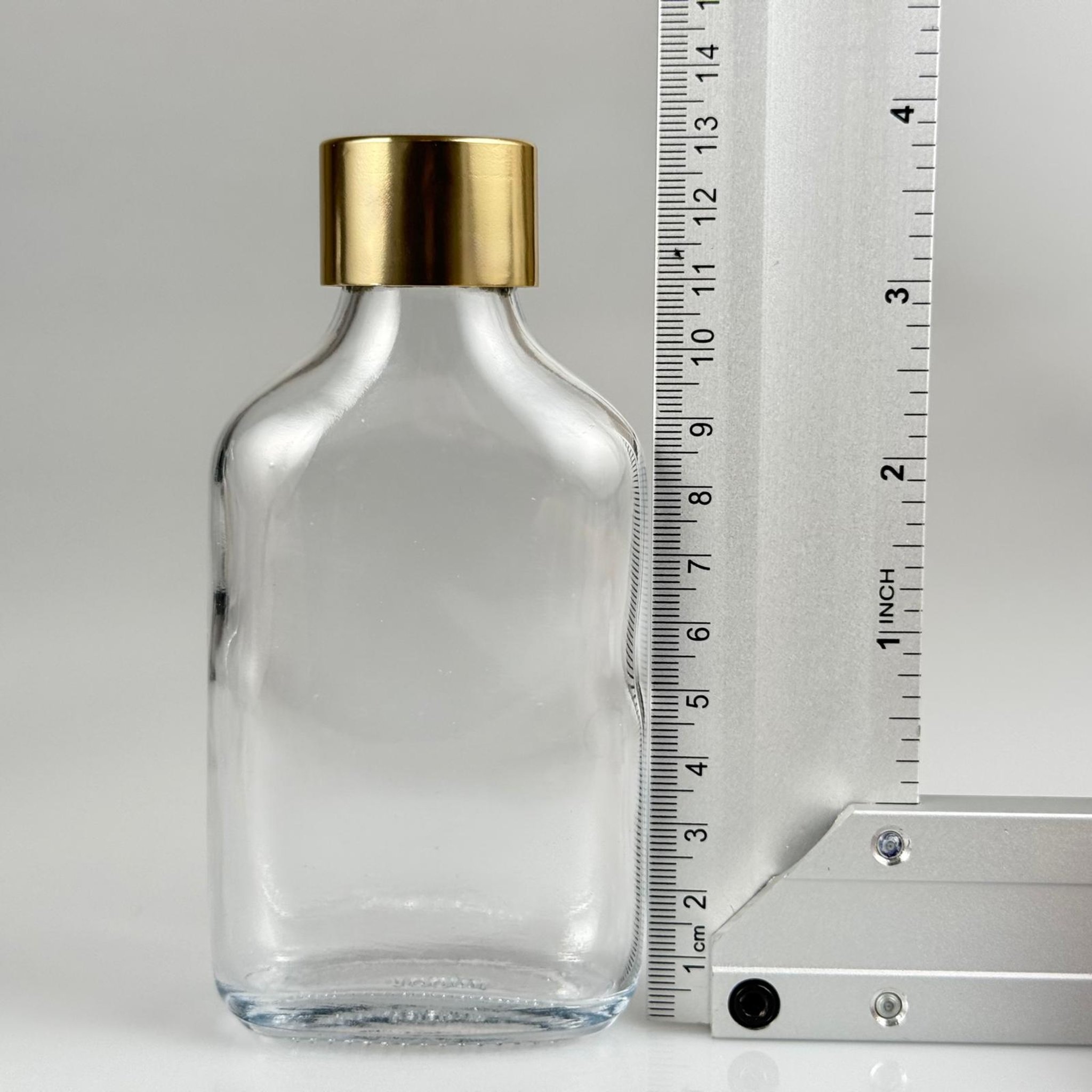 100 CC YASSI CAM COLD BREW ŞİŞE - SOĞUK KAHVE ŞİŞESİ + ALÜMİNYUM KAPLAMA GOLD KAPAKLI TAKIM -  100 ML YASSI CAM ŞİŞE