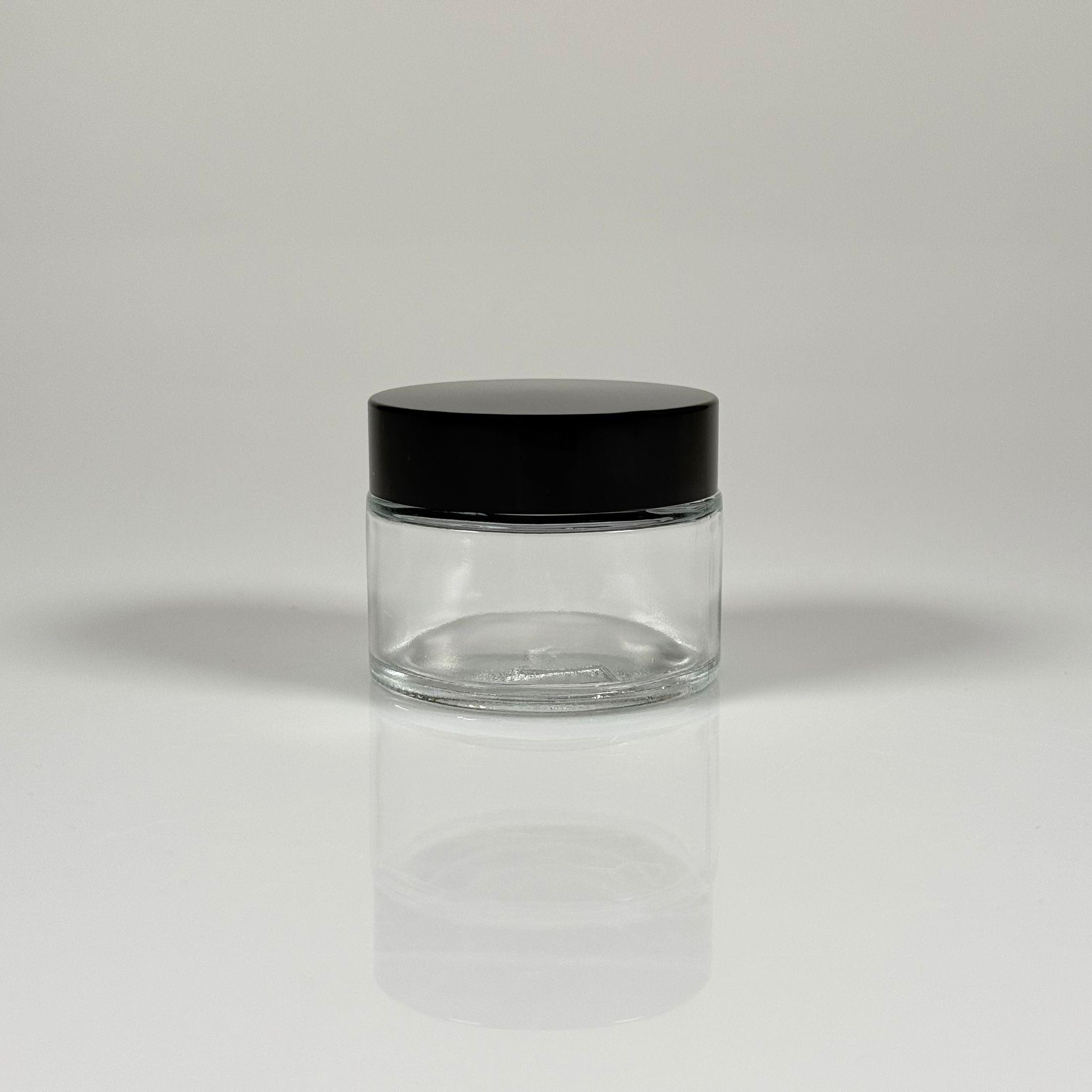 50 CC CAM ŞEFFAF KREM KAVANOZU - SİYAH KAPAKLI İÇ CONTALI - 50 ML CAM KAVANOZ - KOZMETİK KAVANOZ