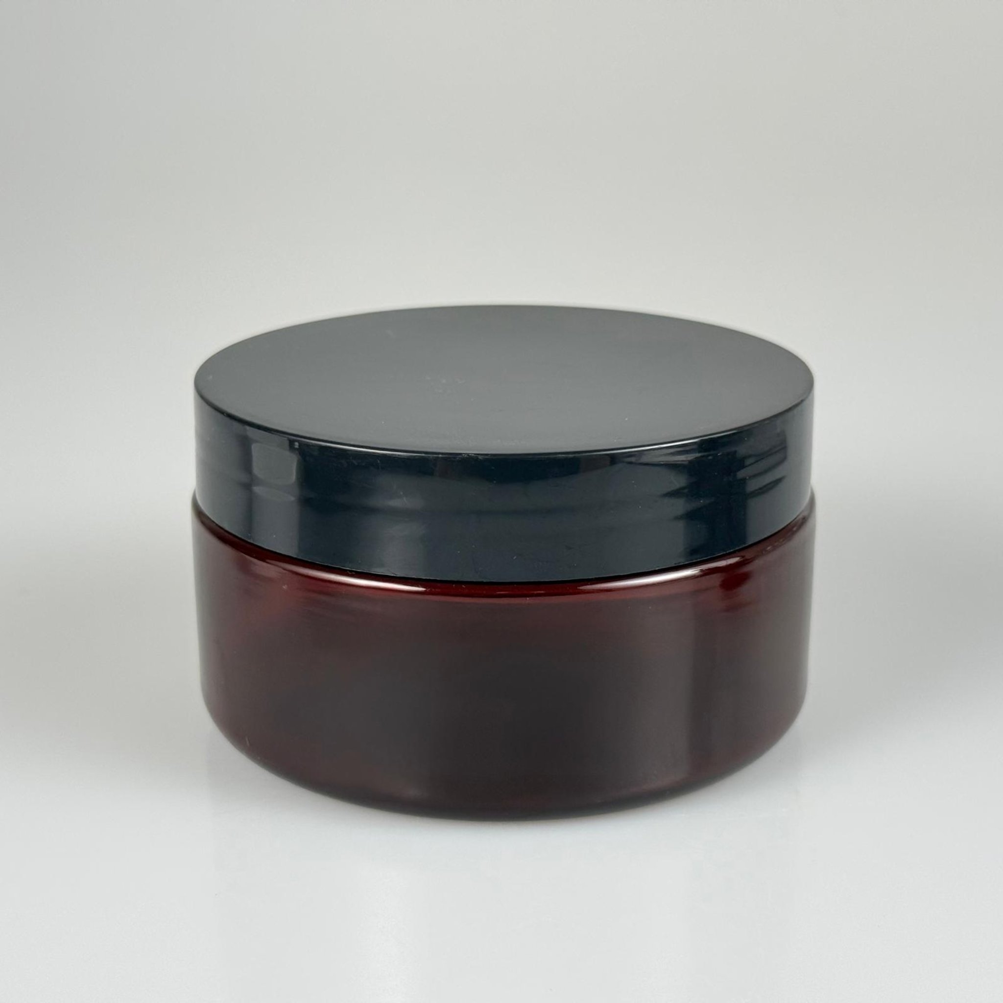 200 CC SERT PLASTİK AMBER KAVANOZ - SİYAH KAPAKLI  - 200 ML KAHVERENGİ KAVANOZ