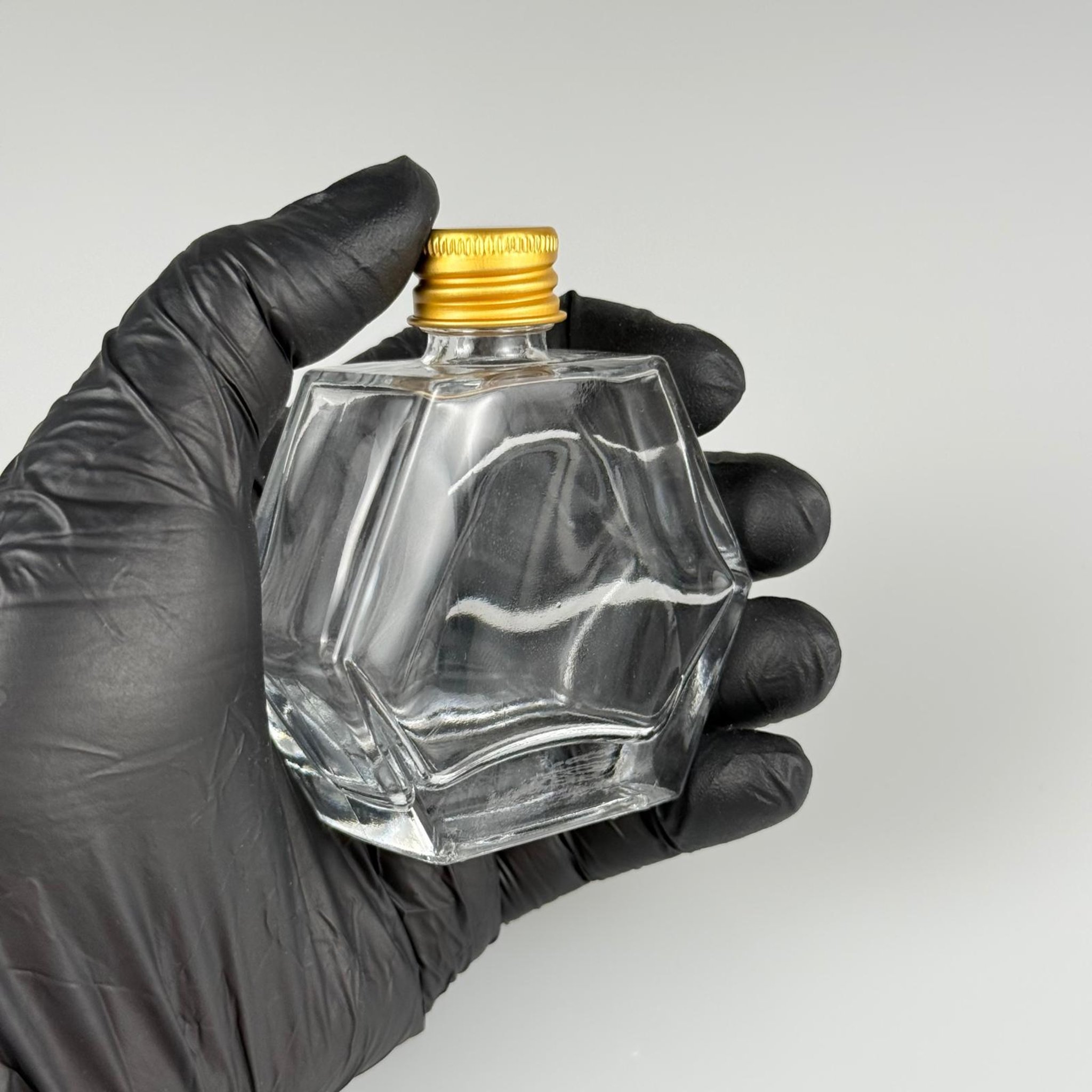 50 CC ALTIGEN CAM ŞİŞE + GOLD ALÜMİNYUM METAL KAPAKLI TAKIM - 50 ML ŞEFFAF CAM ŞİŞE
