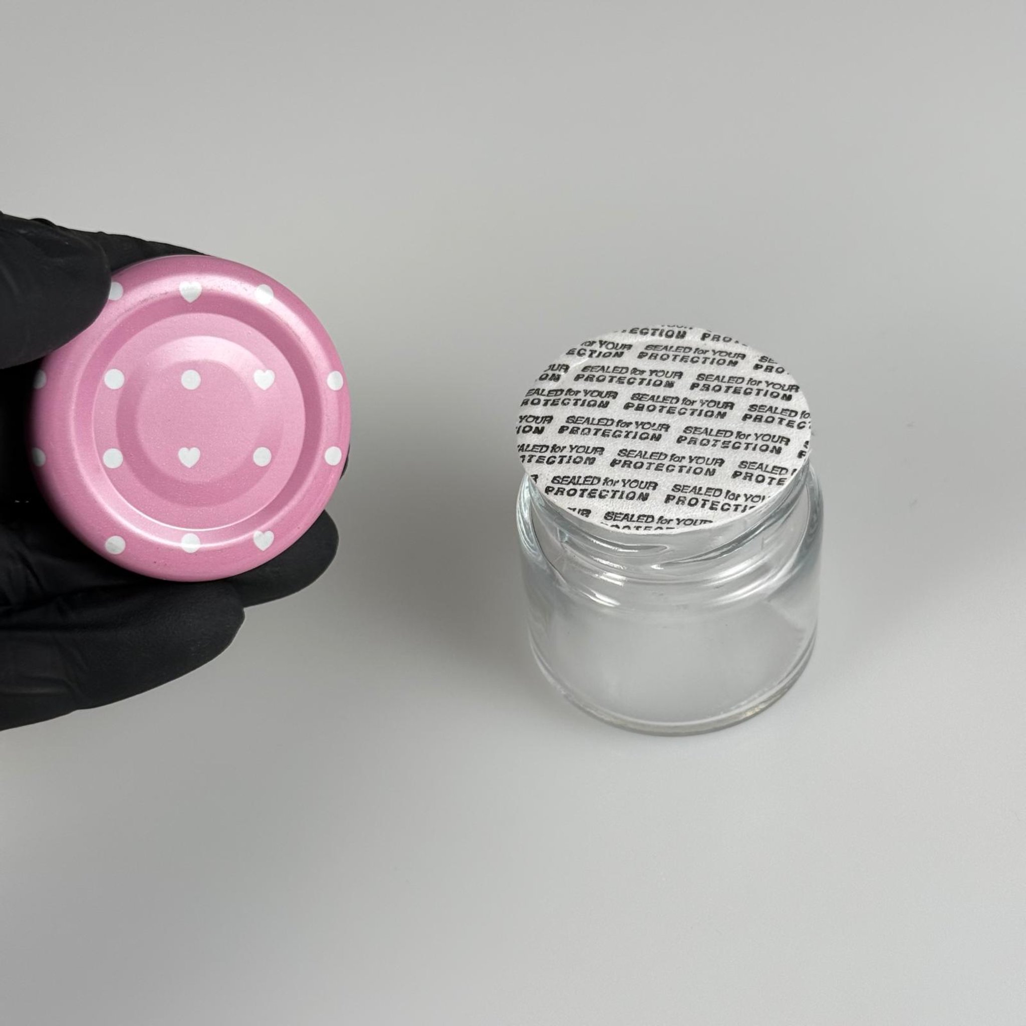 41 CC KÜT BOYUNLU CAM KAVANOZ - PEMBE KAPAKLI + SIZDIRMAZ KÖPÜK CONTALI