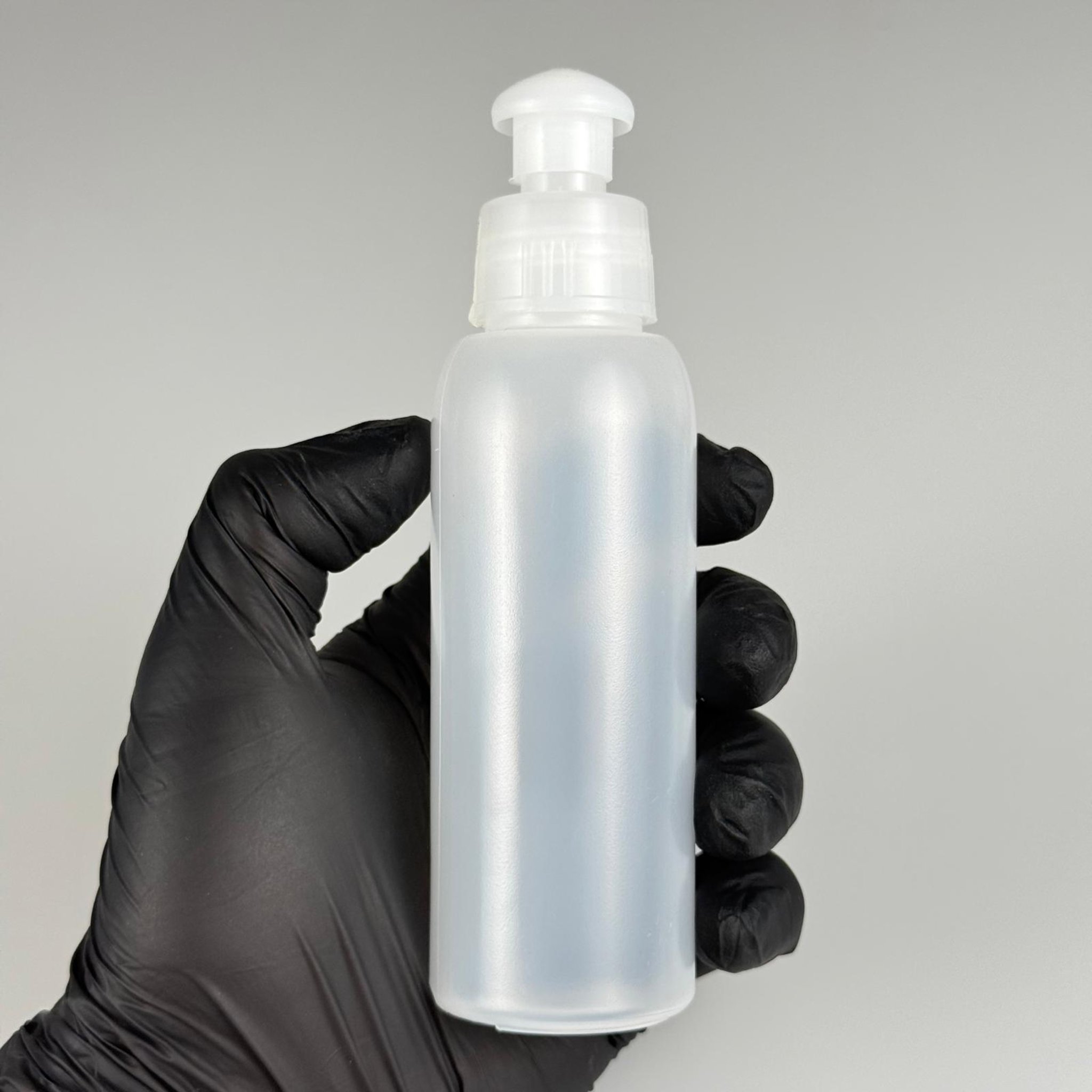 100 ML SIKILABİLİR YUMUŞAK PE POLİETİLEN PLASTİK ŞİŞE - ŞEFFAF PUSHPULL ŞAMPUAN KAPAKLI - 100 cc sos, yağ, kartuş, mürekkep vb için boş şişeler