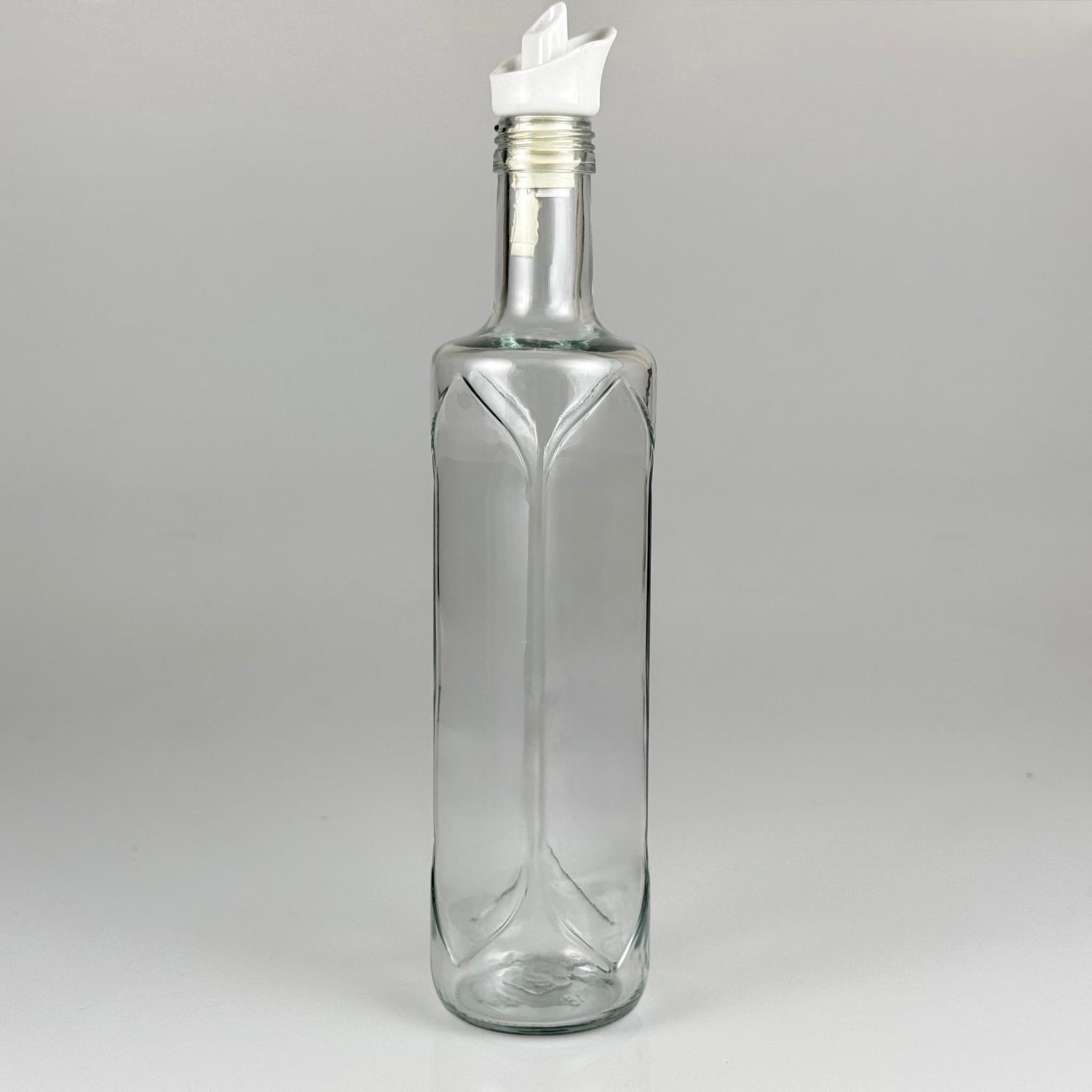 Akıtmaz Kapaklı Şık Cam Yağlık – Zeytinyağı ve Sirke İçin - Restoran Tipi 500 ML Şeffaf Yağdanlık Beyaz Akıtıcı Başlıklı