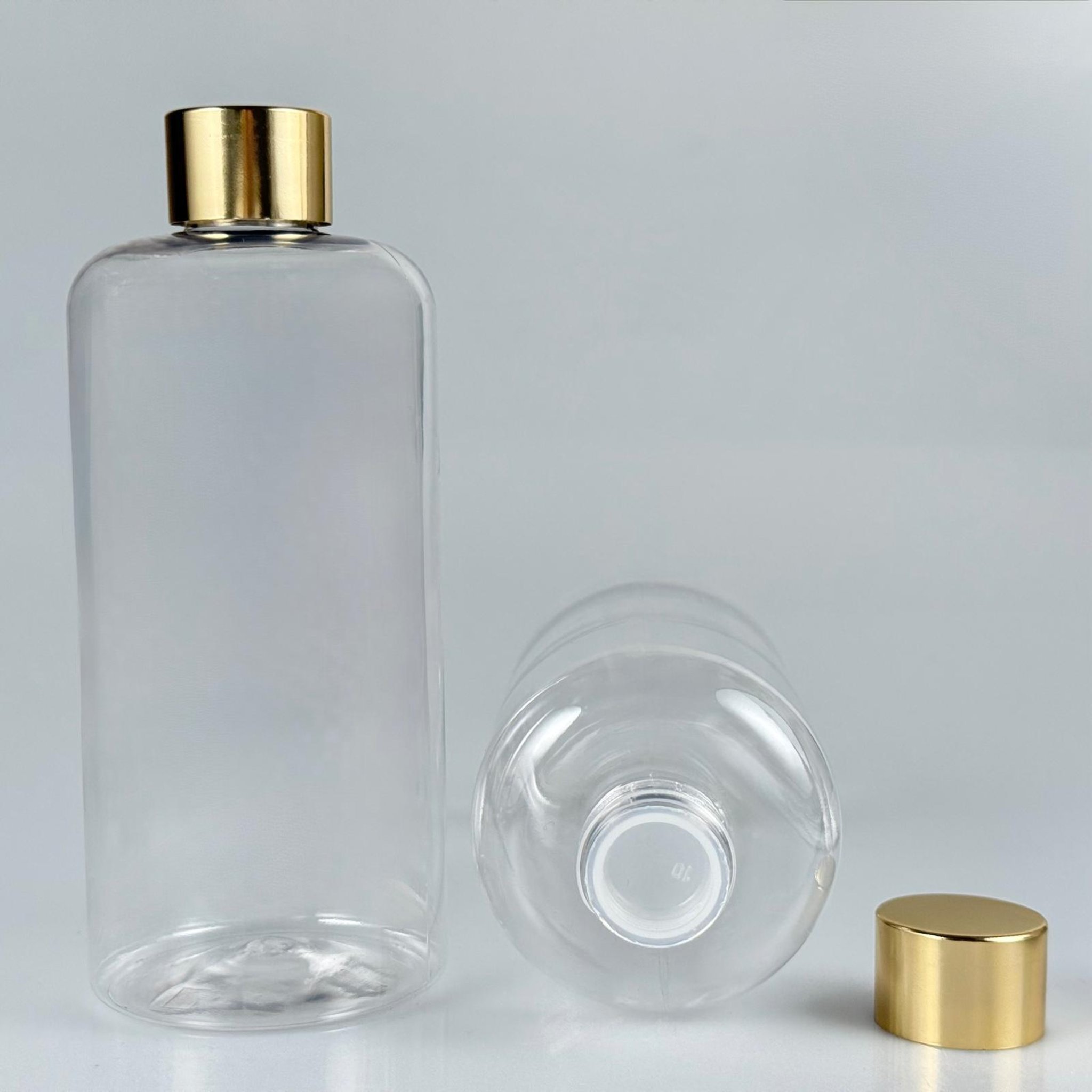 500 CC UZUN SİLİNDİR PET ŞİŞE + ALÜMİNYUM KAPLAMALI GOLD KAPAKLI + KÖR TIPALI TAKIM - 500 ML PET ŞİŞE