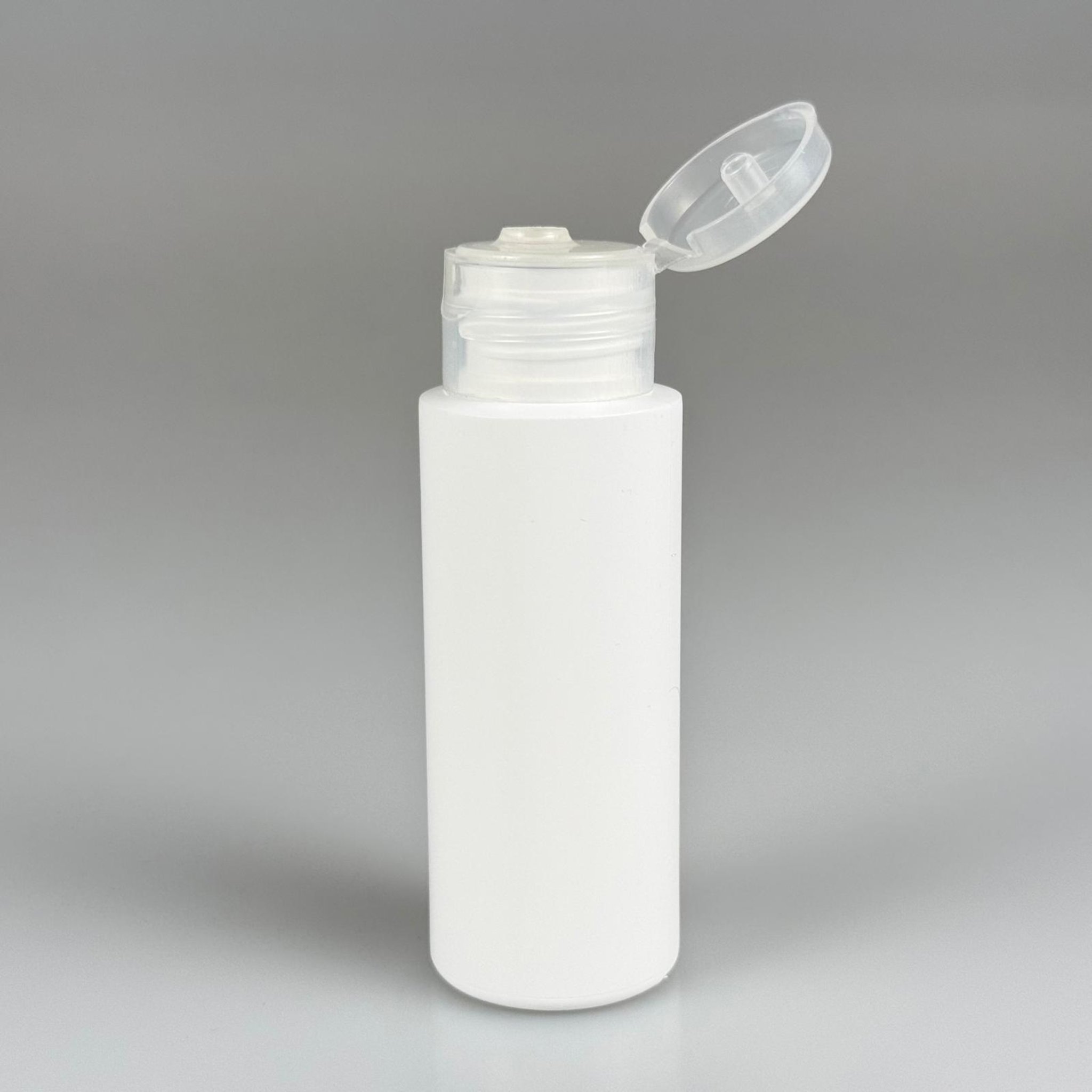 50 CC POLİETİLEN BEYAZ ŞİŞE - ŞEFFAF FLİP-TOP KAPAKLI TAKIM - 50 ML PLASTİK ŞİŞE