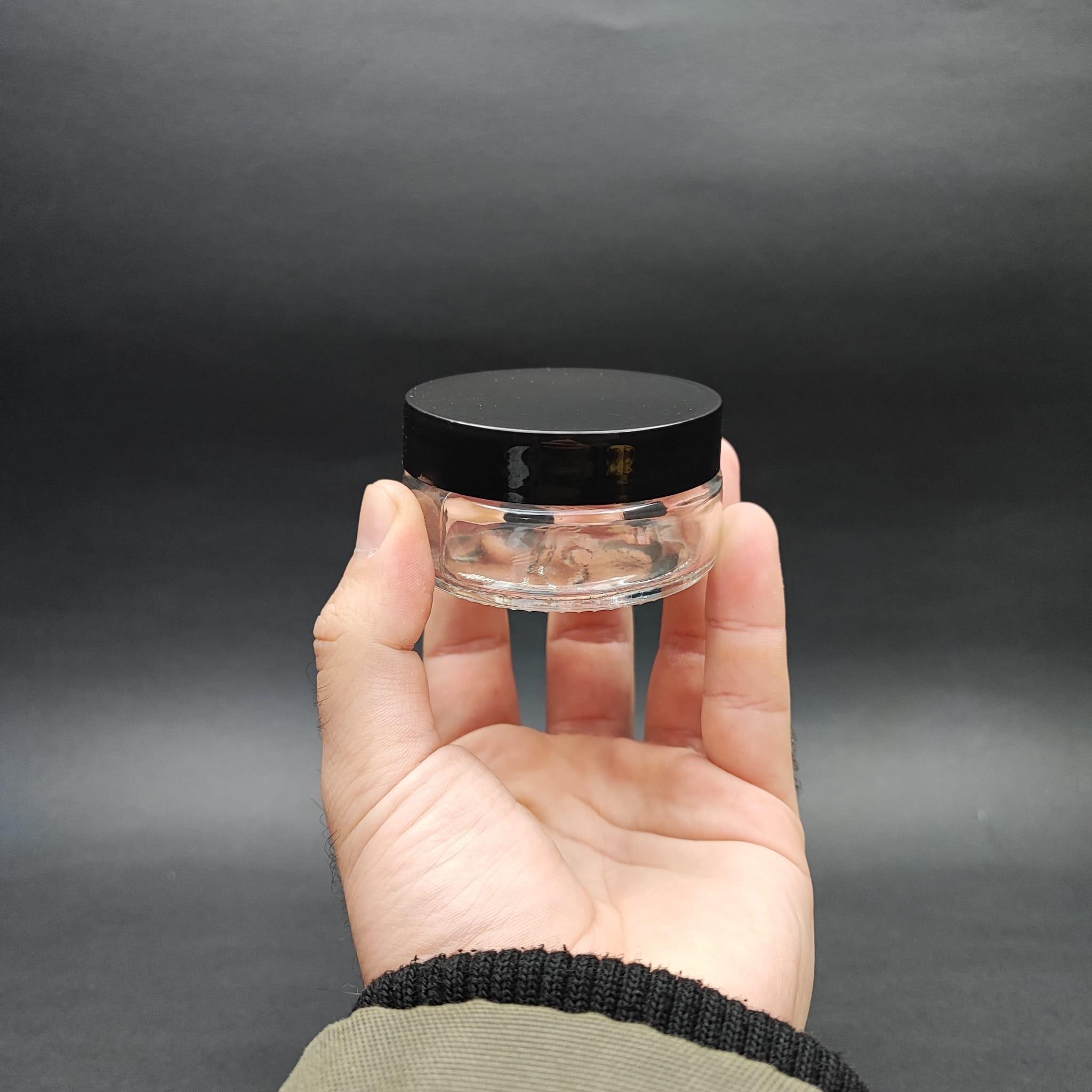 50 ML CAM KREM KAVANOZU + İÇ TIPA + SİYAH KAPAK - 50 CC PAŞABAHÇE KREM KAVANOZLARI