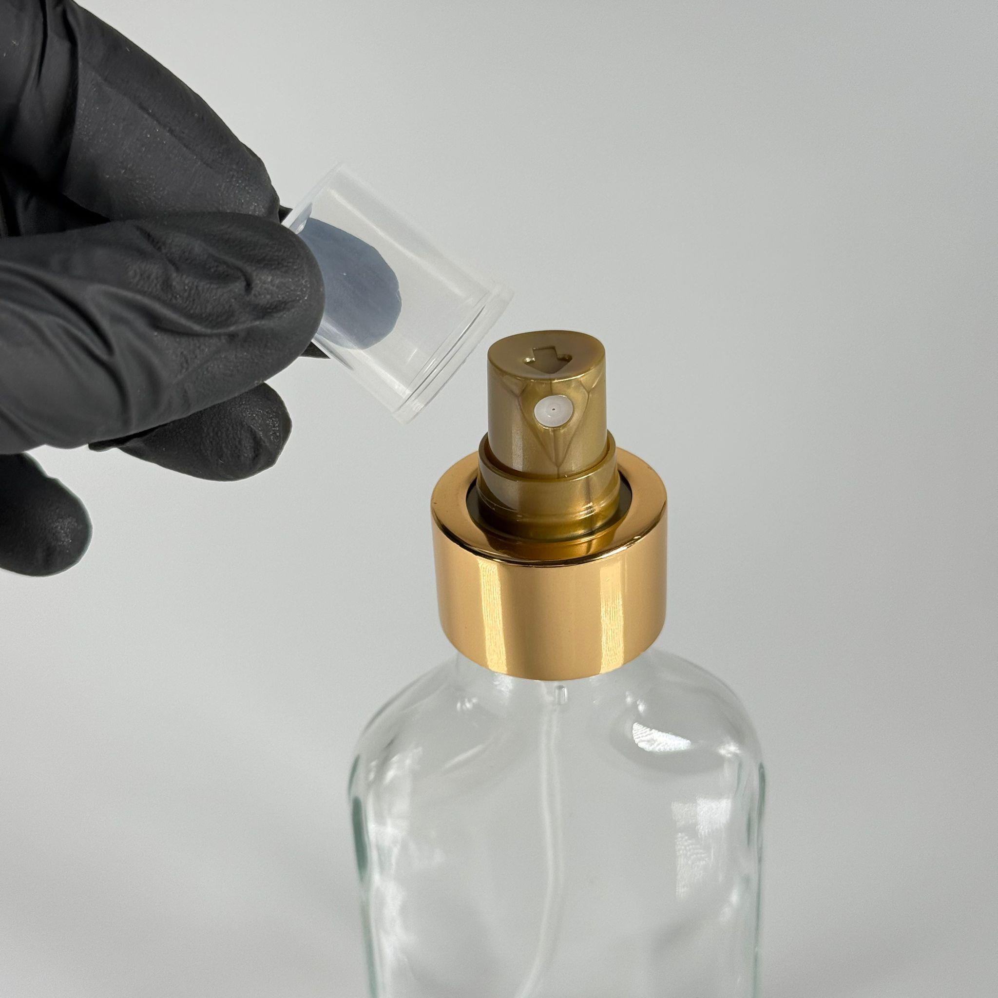 100 CC YASSI ŞEFFAF GOLD SPREYLİ CAM ŞİŞE - 100 ML LÜKS SPREY ŞİŞE