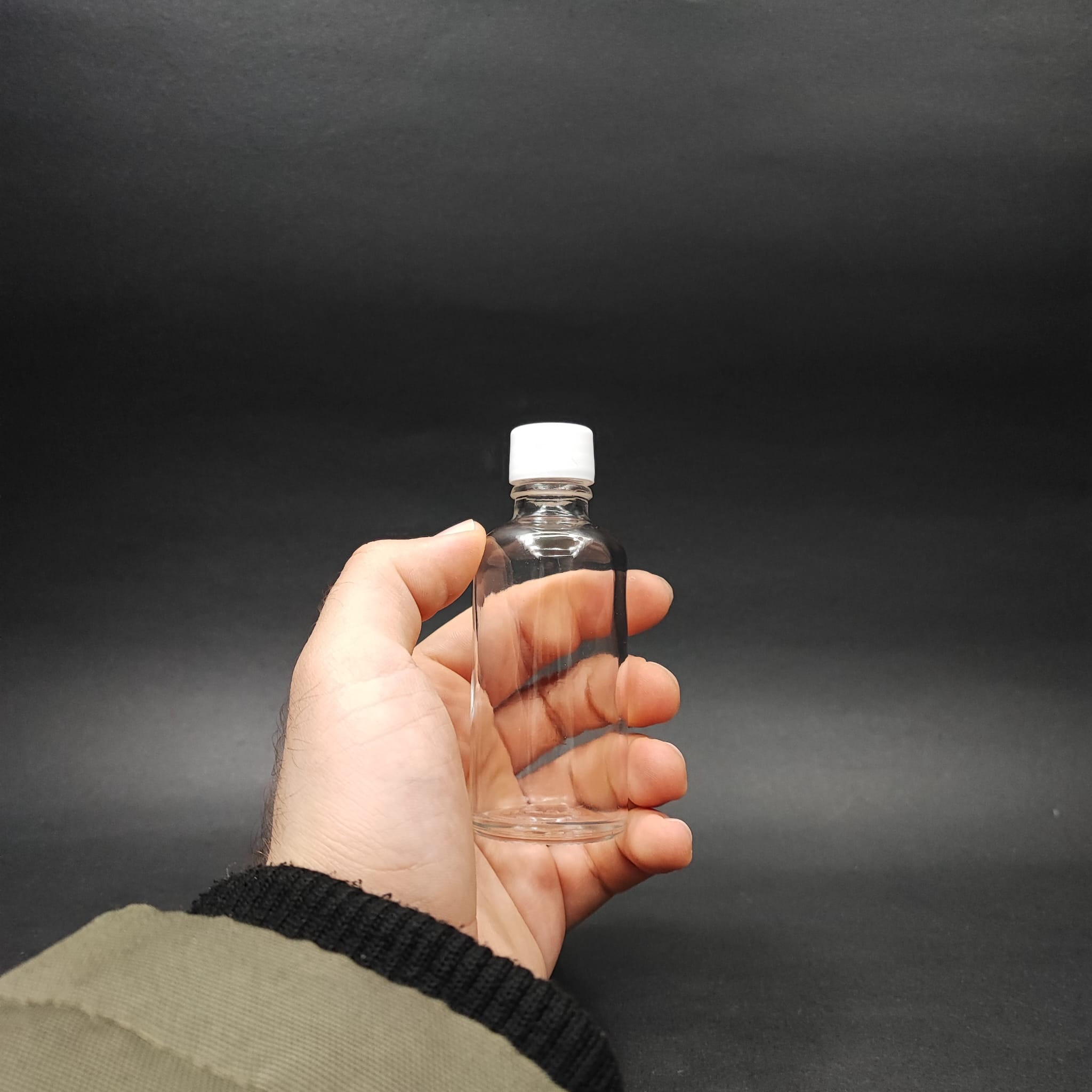 50 CC ŞEFFAF CAM ŞİŞE + KENDİNDEN CONTALI SIZDIRMAZ BEYAZ KAPAK - 50 ML KAPAKLI CAM ŞİŞE