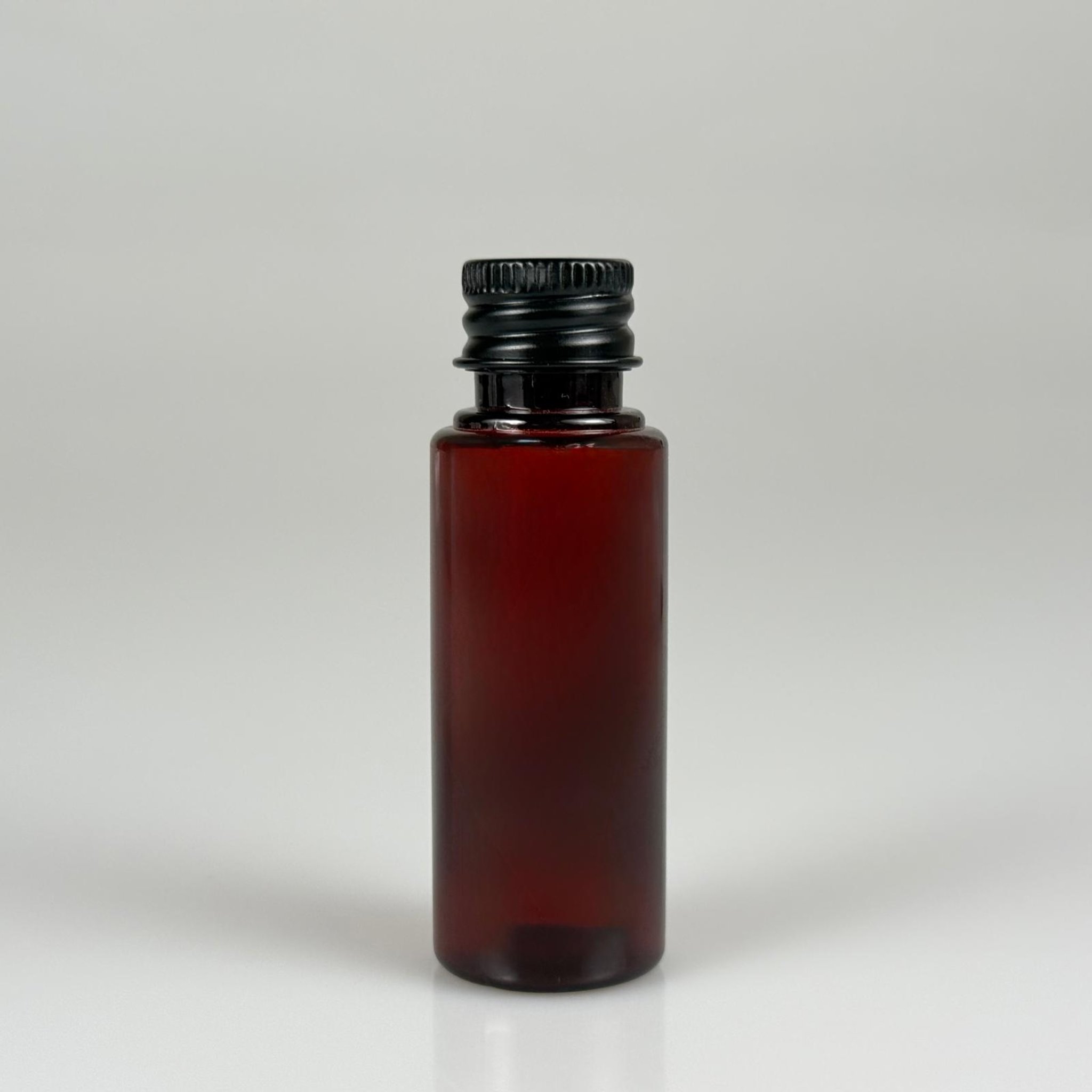 30 CC PET AMBER SHOT ŞİŞE - KÖPÜK CONTALI SİYAH ALÜMİNYUM METAL KAPAKLI TAKIM - 30 ML KAHVERENGİ PLASTİK ŞİŞE