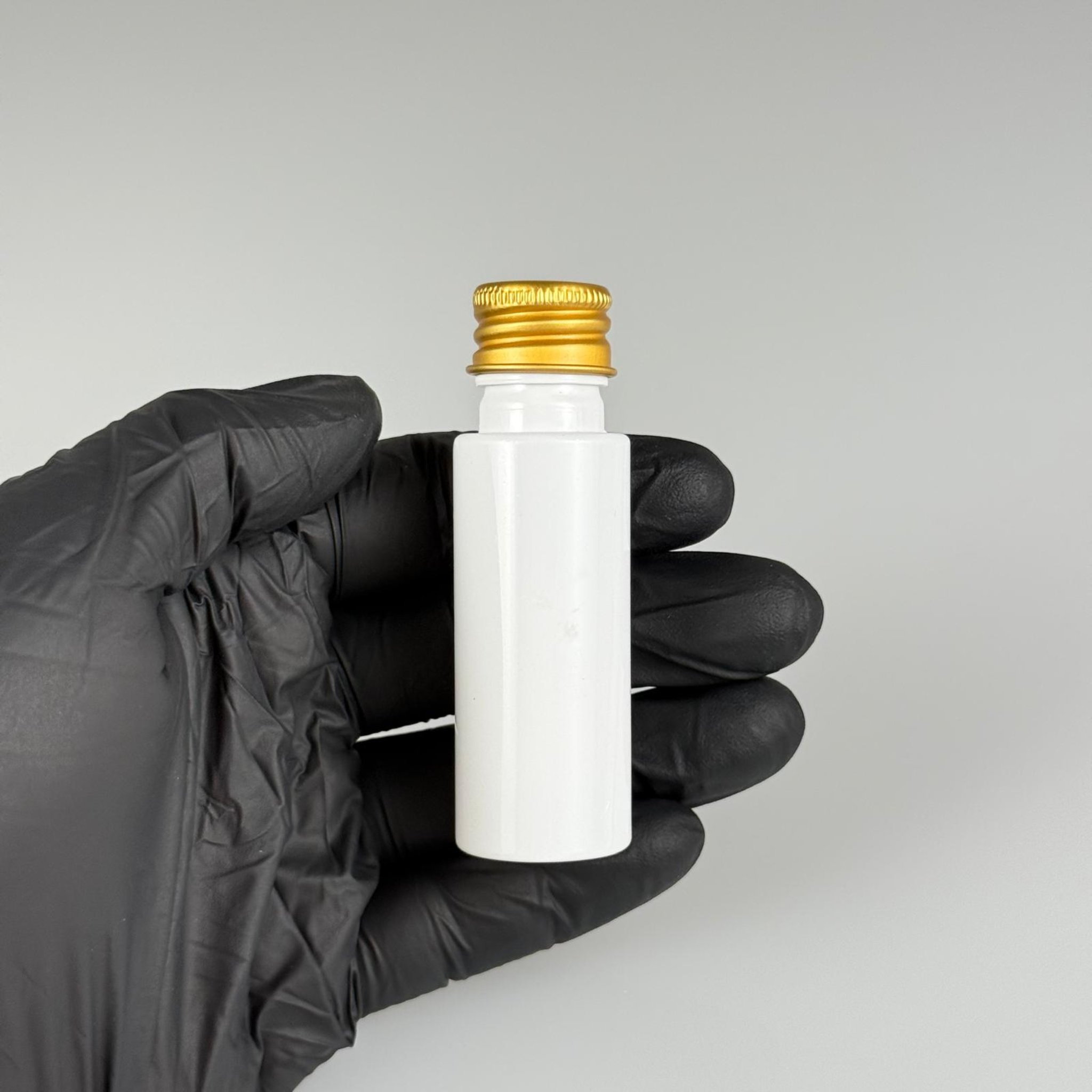 20 CC BEYAZ PET ŞİŞE + KÖPÜK CONTALI GOLD ALÜMİNYUM METAL KAPAKLI + KÖR TIPALI TAKIM - 20 ML PLASTİK ŞİŞE