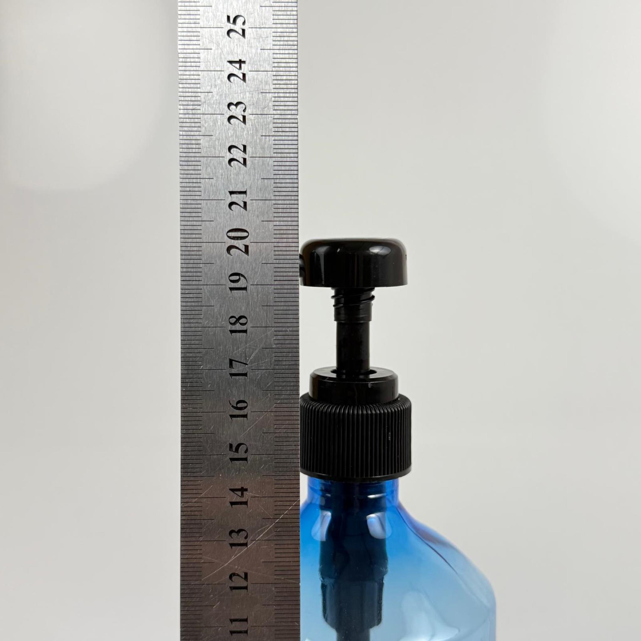 500 CC PET MAVİ KÜT MODEL ŞİŞE - SİYAH DOZAJ POMPALI (HER BASMADA 4 CC SIVI ATAR) - 0,5 LT POMPALI ŞİŞE - ŞURUP, ŞAMPUAN, KREM GİBİ YOĞUN KIVAMLI SIVILARDA KULLANILIR