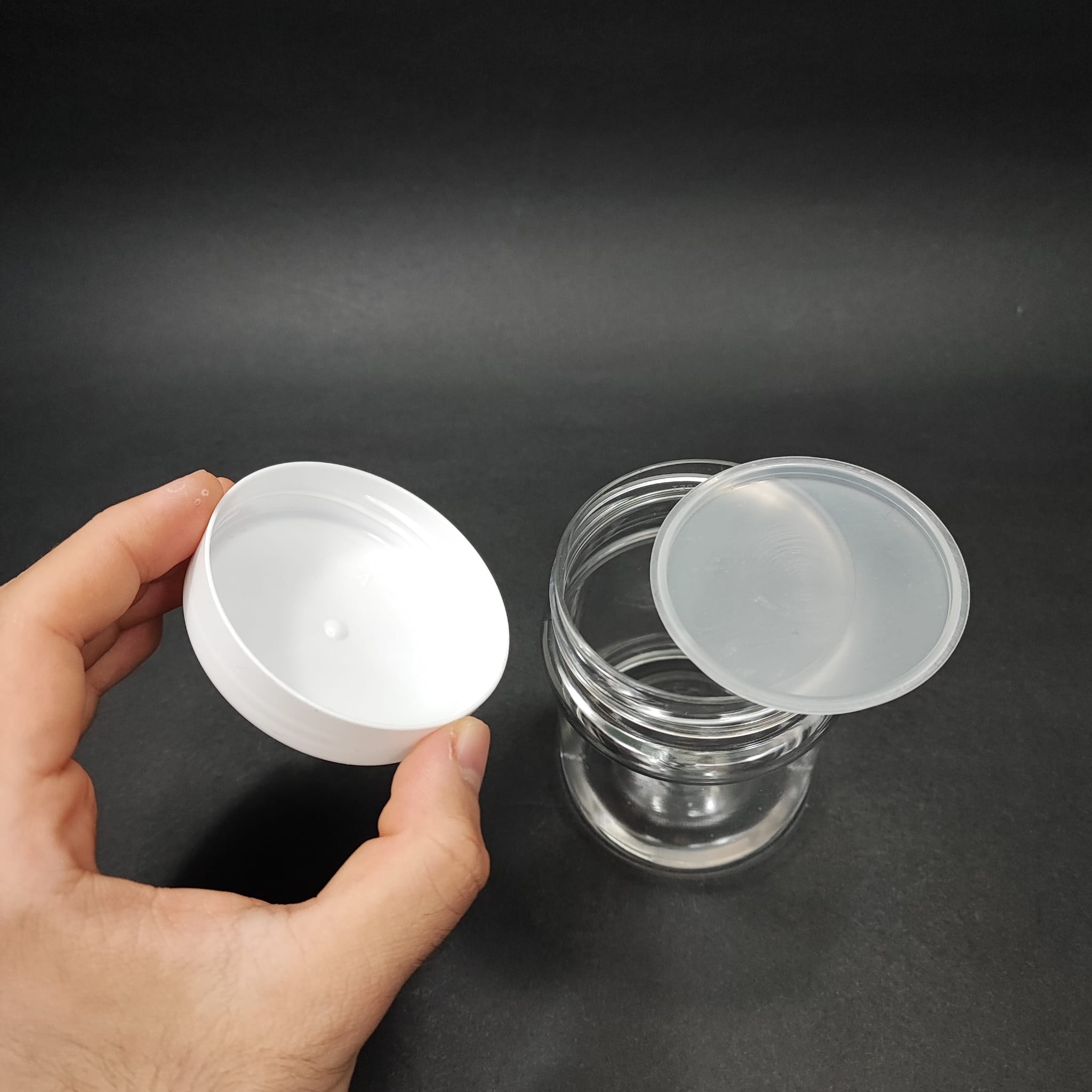 200 CC PET KAVANOZ - BEYAZ KAPAKLI - İÇ TIPALI - 200 ML PLASTİK KREM KAVANOZU