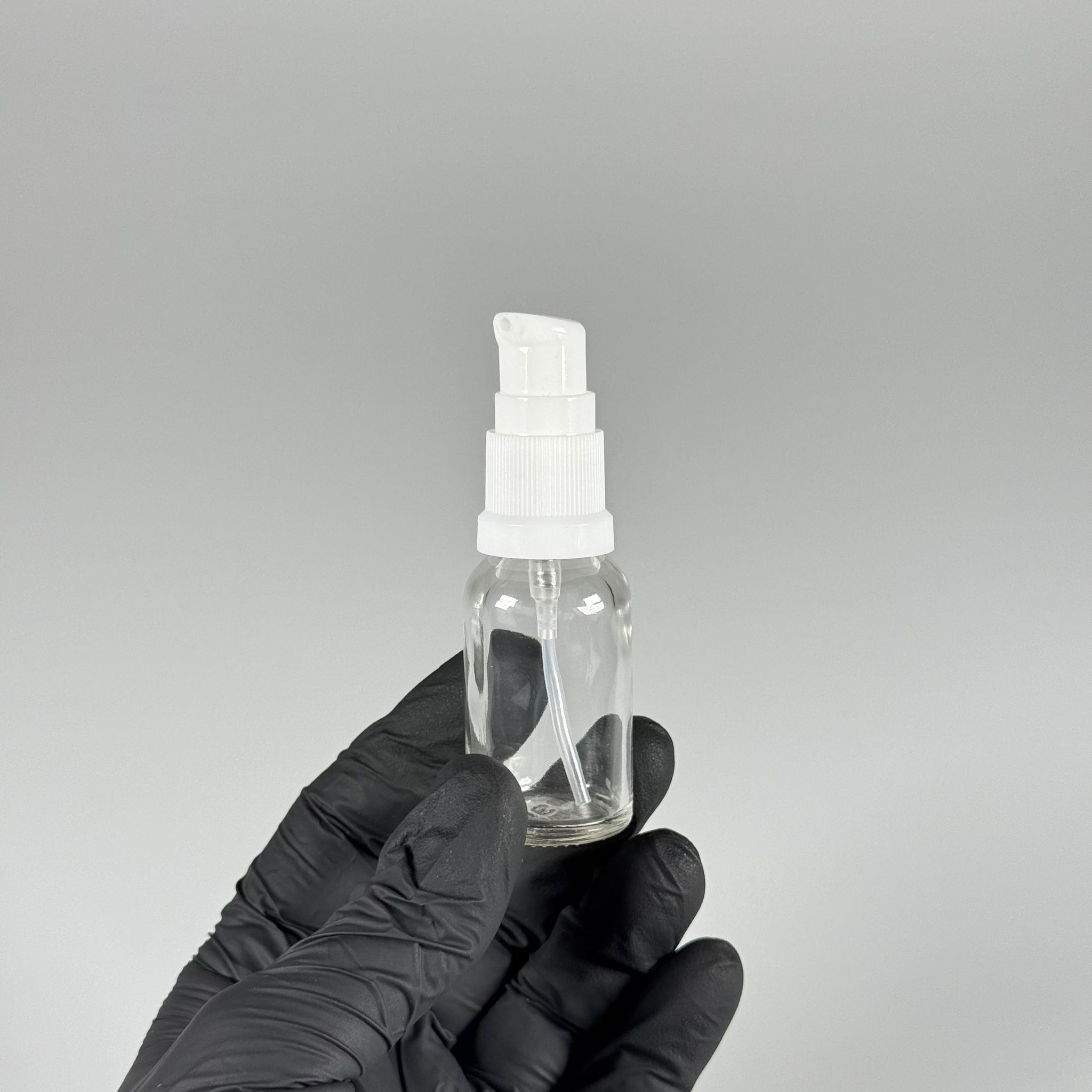 15 CC ŞEFFAF CAM ŞİŞE - SIZDIRMAZ ETEKLİ BEYAZ LOSYON POMPALI TAKIM - 15 ML LOSYON ŞİŞESİ - YAĞ, KREM GİBİ YOĞUN KIVAMLI SIVILAR İÇİN CAM AMBALAJ