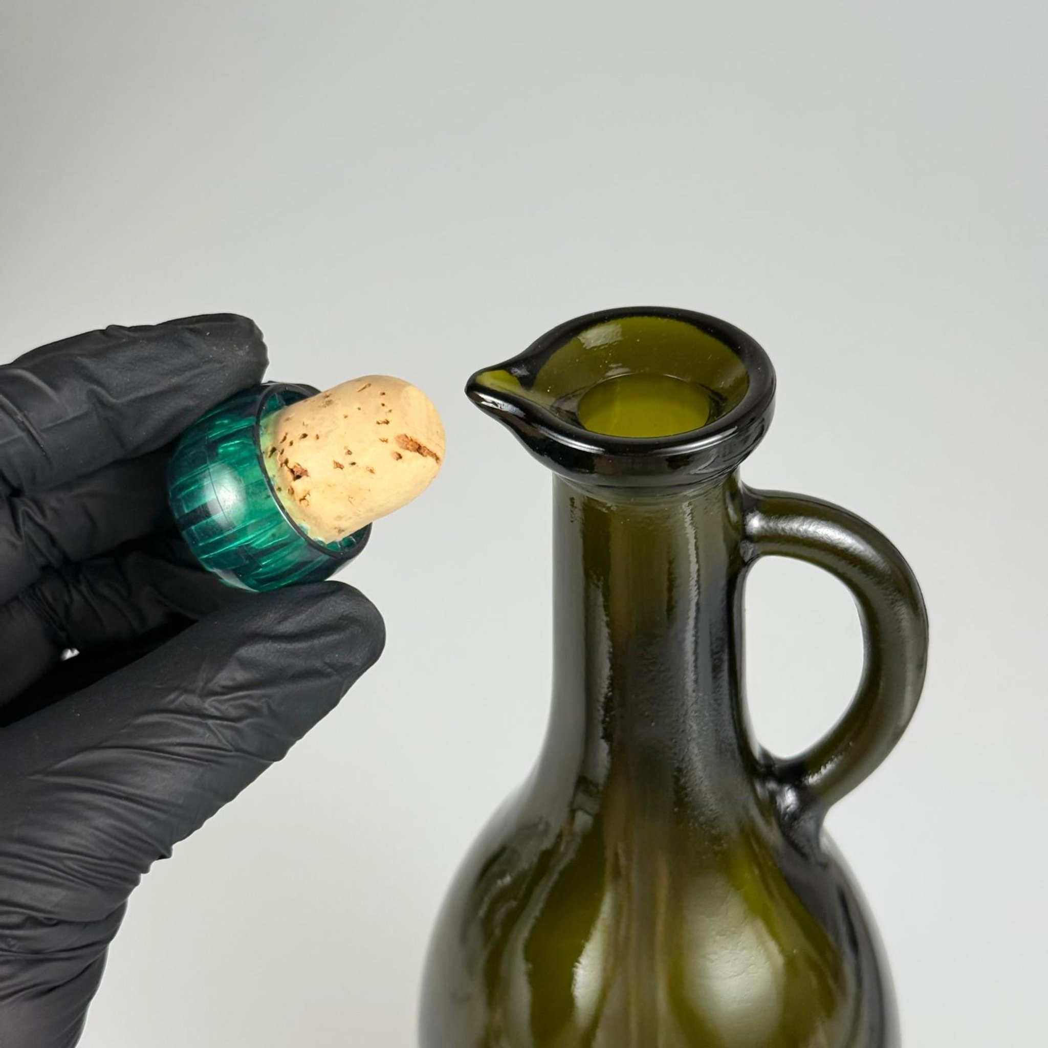 500 CC GAGALI KULPLU YAĞLIK CAM ŞİŞE - 500 ML GALON YAĞDANLIK ŞİŞE - YAĞ ŞİŞESİ - YEŞİL - YEŞİL MANTAR TIPALI