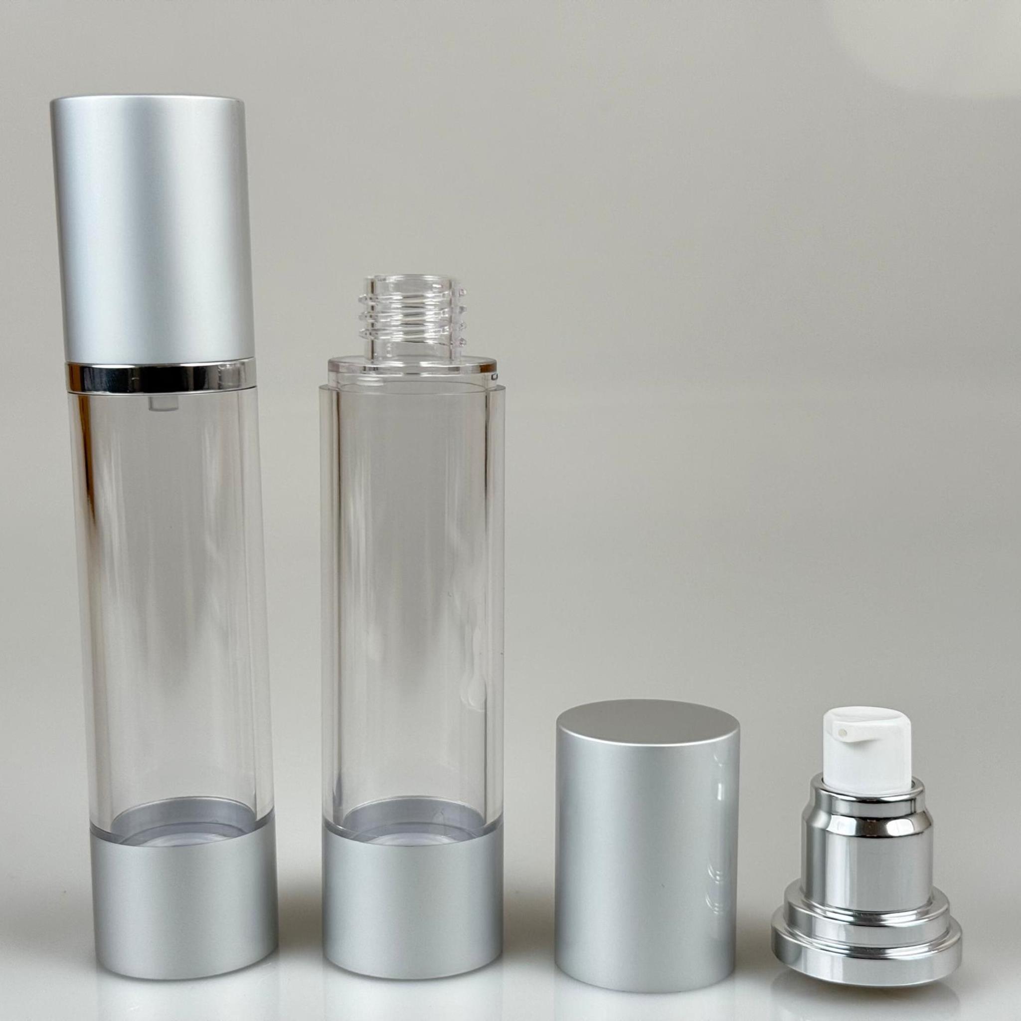 BOŞ KREM VE LOSYON ŞİŞESİ 50 ML BOŞ AİRLESS ŞİŞE - HAVASIZ POMPALI GÜMÜŞ AİRLESS ŞİŞE