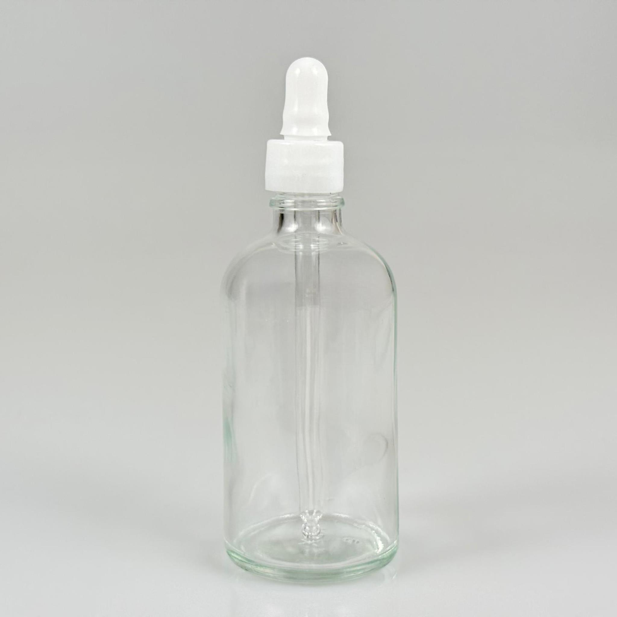 100 CC ŞEFFAF CAM DAMLALIKLI ŞİŞE - BEYAZ EMZİK + BEYAZ DÜZ KAPAK + CAM PİPET TAKIM - 100 ML DAMLALIKLI ŞİŞE SETİ