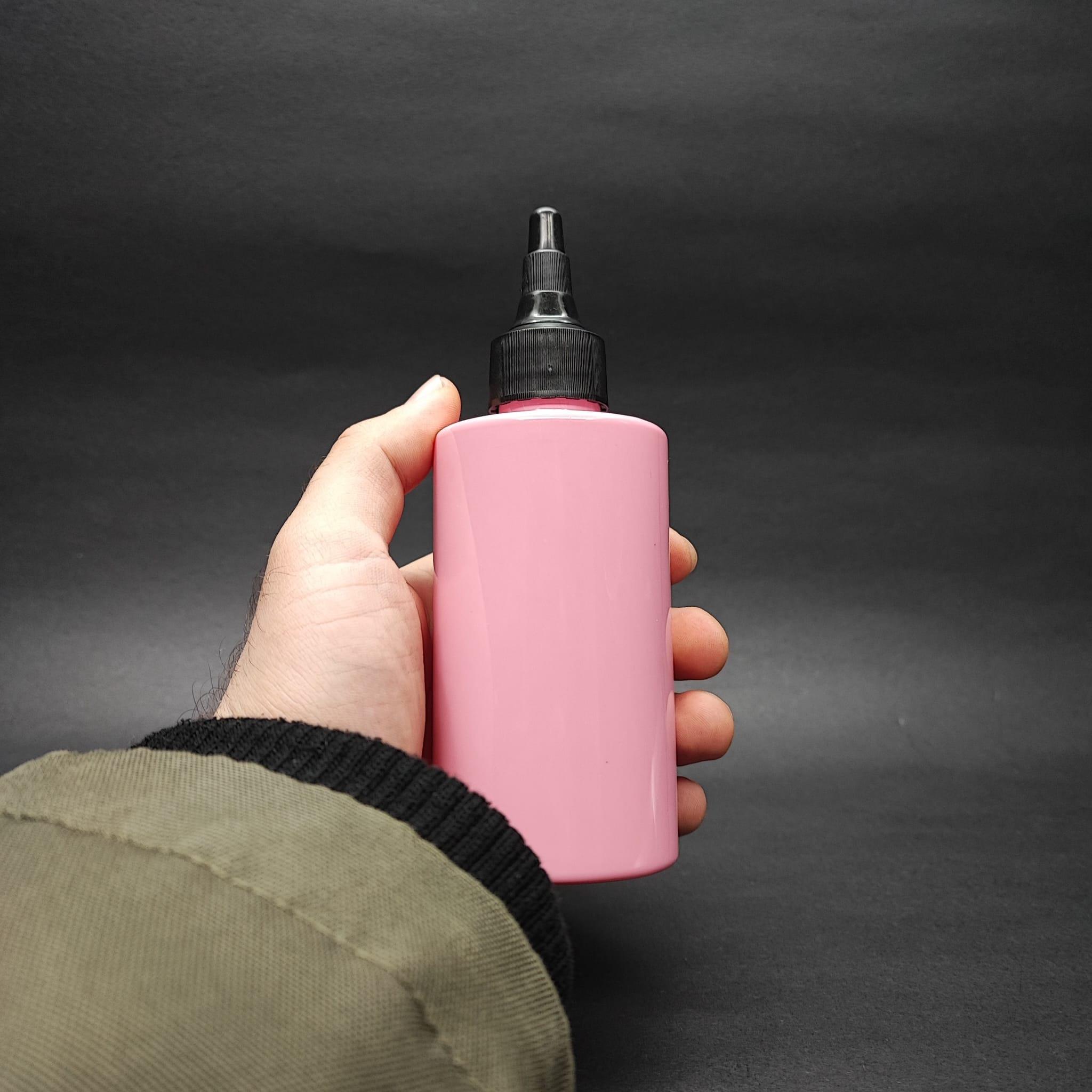 200 CC KÜT BOYUNLU SİLİNDİR PET ŞİŞE (24 GR) - AKITICI ASANSÖR SİYAH KAPAKLI - 200 ML PLASTİK ŞİŞE - PEMBE