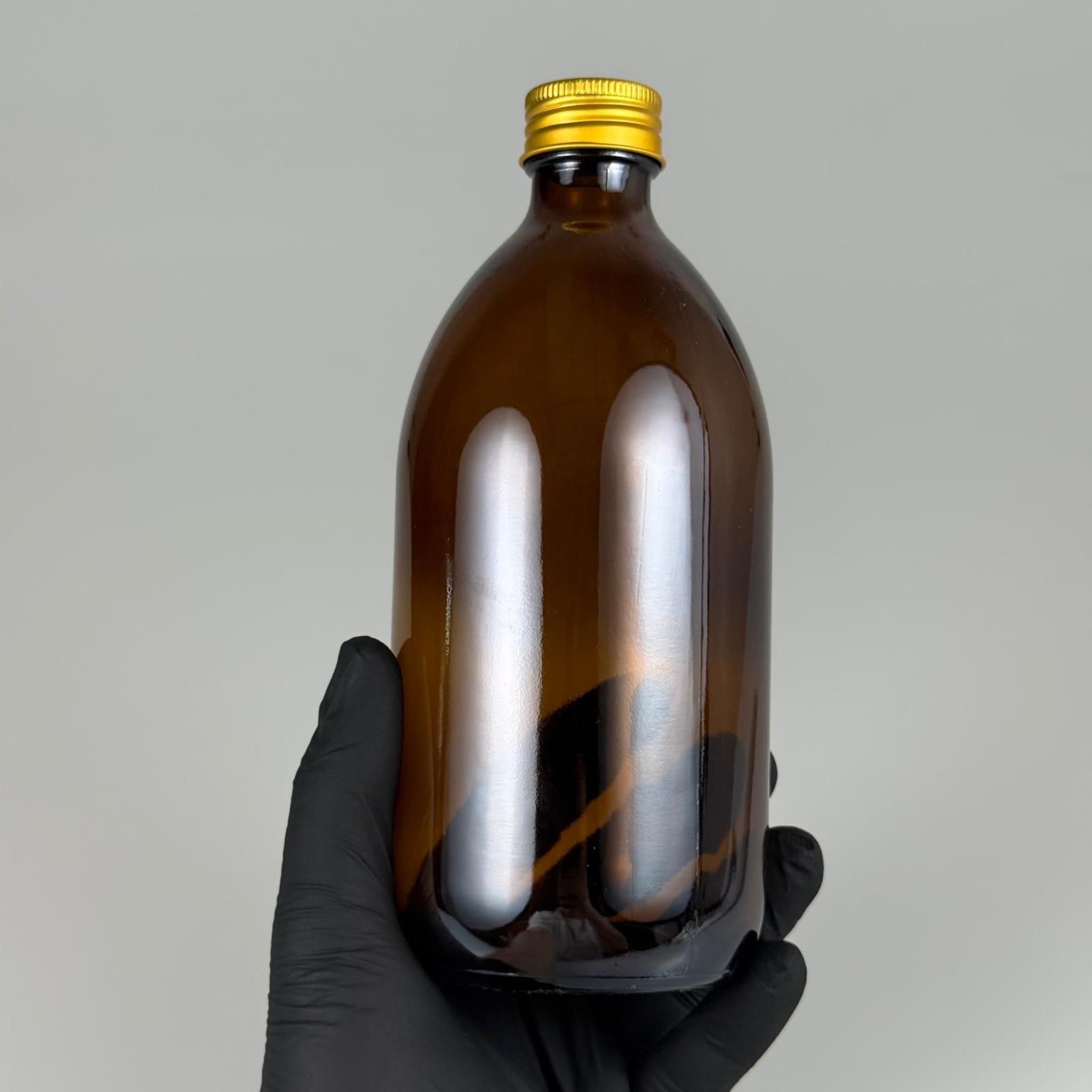 500 CC AMBER TOMBUL ÖZEL SERİ CAM ŞİŞE - METAL ALÜMİNYUM GOLD KÖPÜK CONTALI KAPAKLI - 500 ML CAM ECZA ŞİŞESİ - KAHVERENGİ