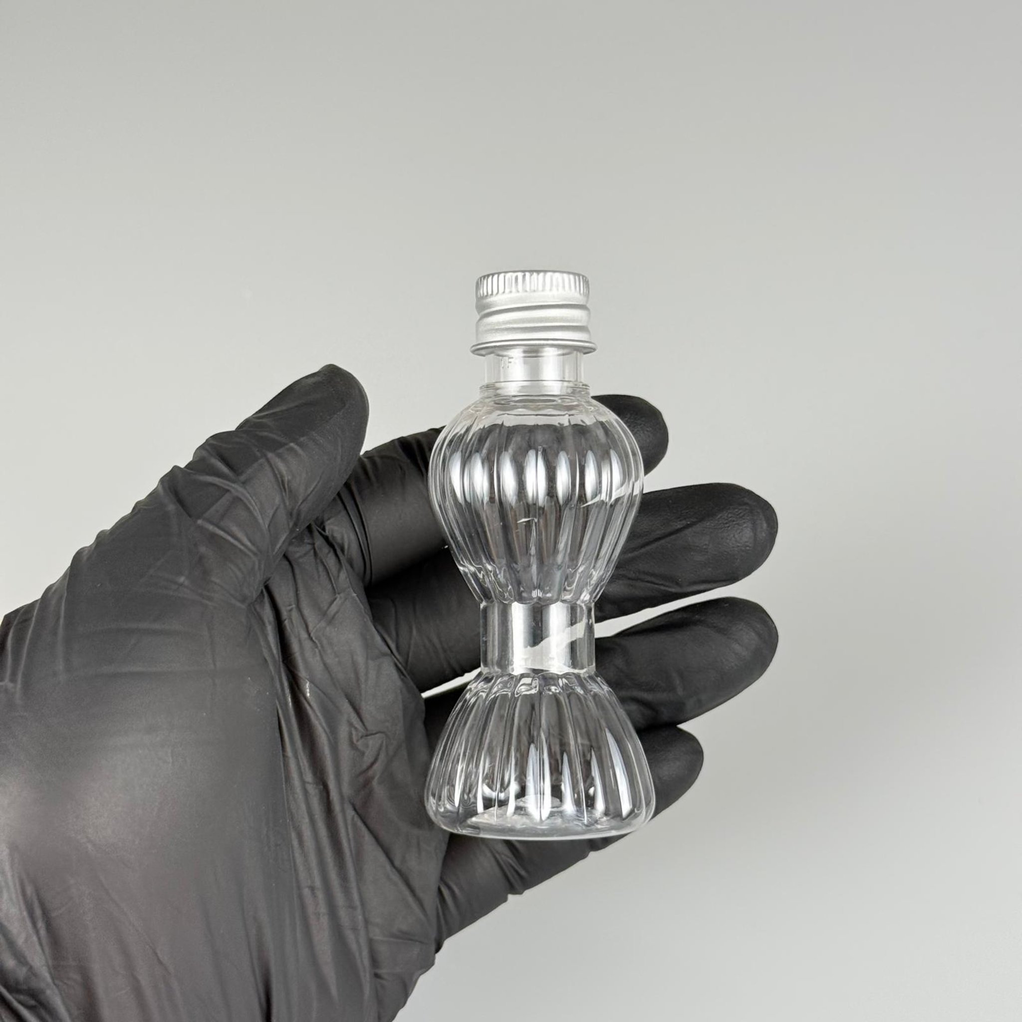 40 CC MİNİ PIRLANTA ŞİŞE + KÖPÜK CONTALI GÜMÜŞ ALÜMİNYUM METAL KAPAKLI + KÖR TIPALI TAKIM - 40 ML CAMPET ŞİŞE