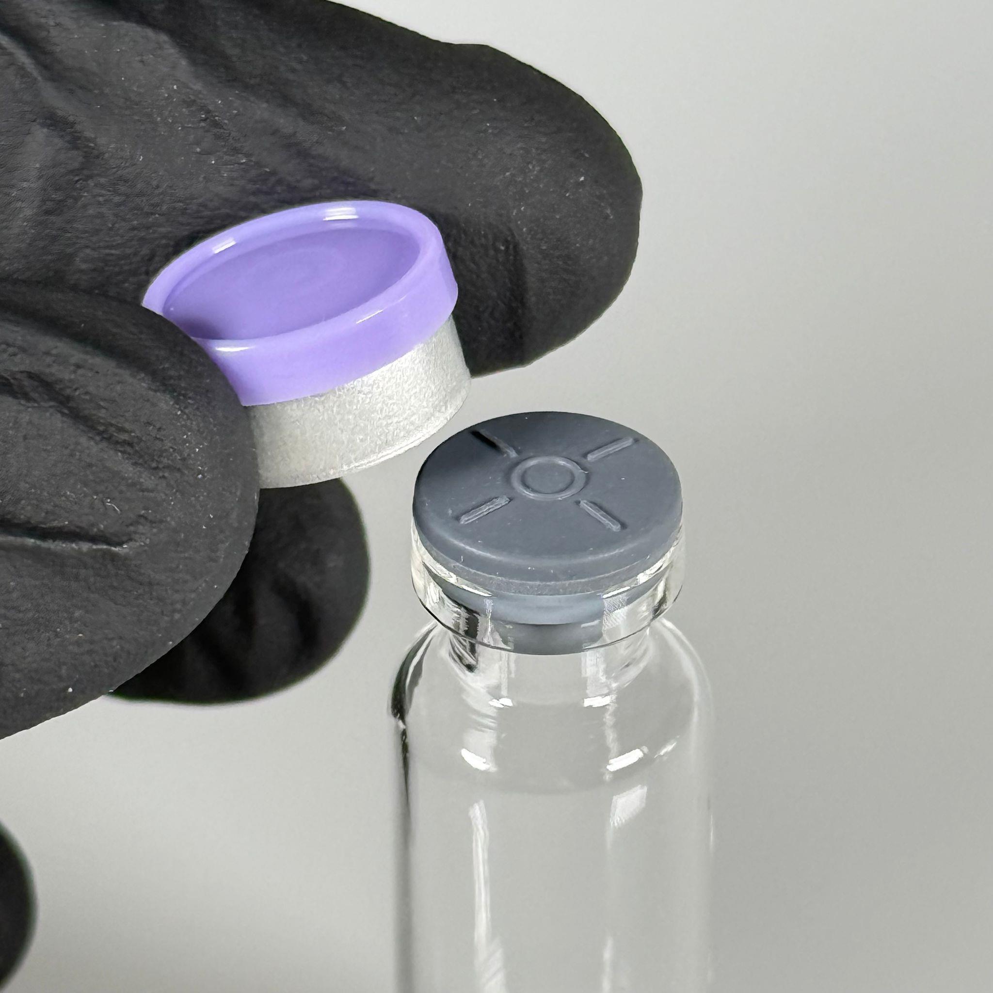 4 ML vial flakon şişe - 13 ağız 4 cc şeffaf cam ilaç şişesi + kauçuk butil enjektör tıpası + mor alüminyum kapaklı takım